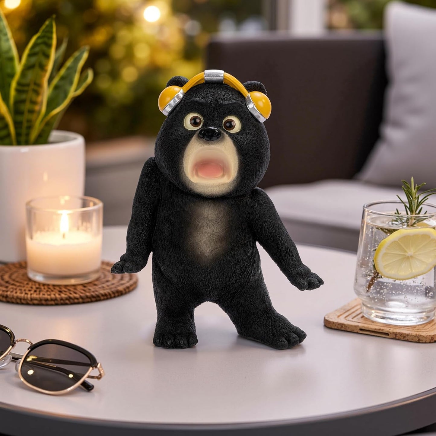 Funny Office Desk Decor Bear Statue 8", Funny Desk Decor, Home Office Decor Bear Sculptures for Funny Gifts, Bear Statue for Yard Patio Lawn Backyard and Windowsill, Funny Gifts for Women Men