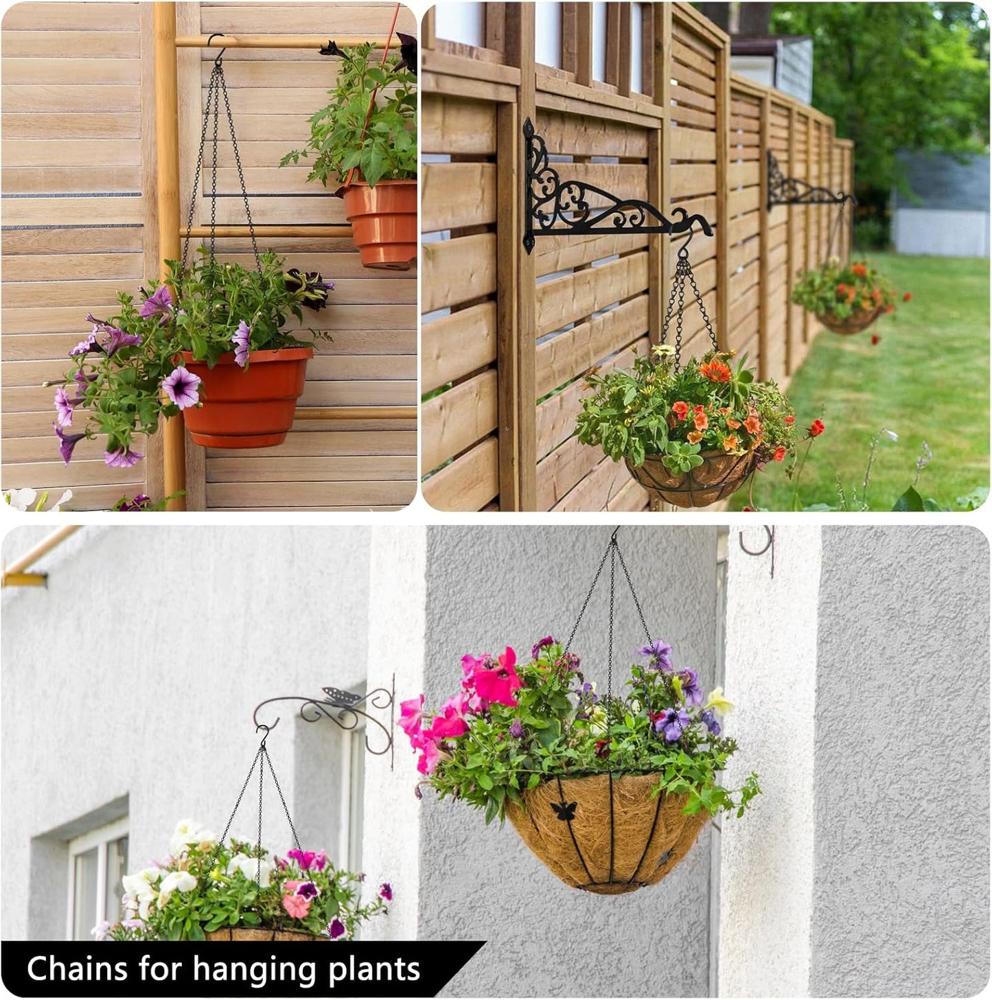 3 Pack 25.5 Inch Hanging Basket Chain, Black Hanging Chain with Hooks for Hanging Bird Feeders, Billboards, Chalkboards, Basket, Planters, Lanterns, Wind Chimes and Decorative, Indoor Outdoor Use