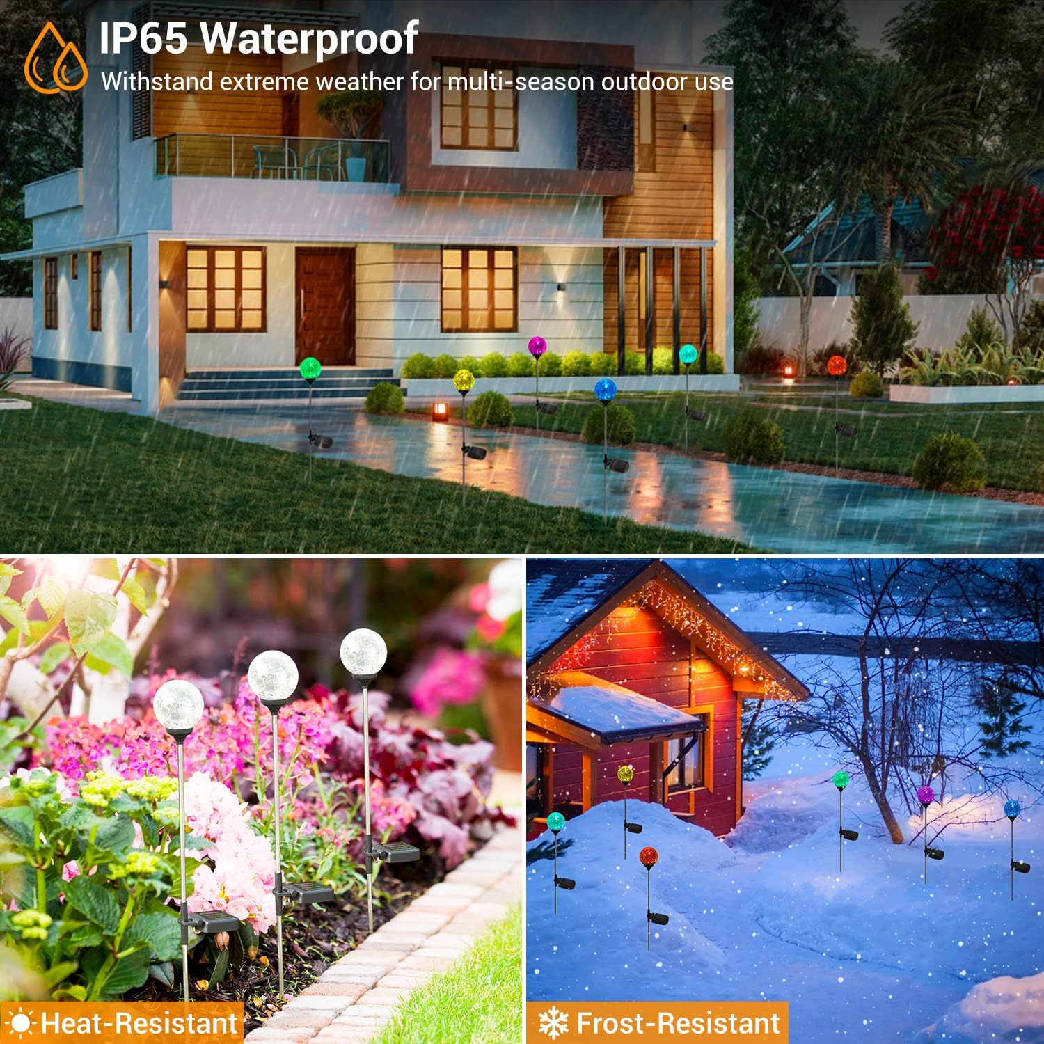 OxyLED Solar Globe Lights Outdoor 4 Pack Garden Stake Lights Waterproo