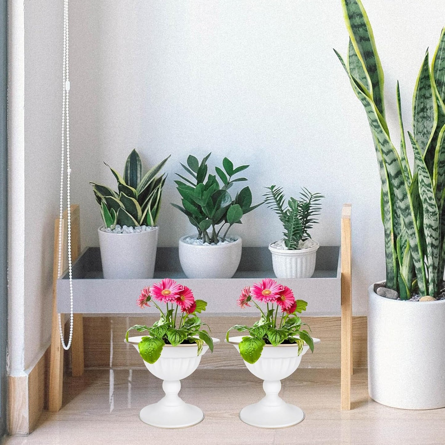 Milisten Metal White and Gold Desktop Flower Vase, European Style Iron Art Planter Pot for Indoor and Outdoor Decoration, Modern Decorative Flower Holder for Table Display