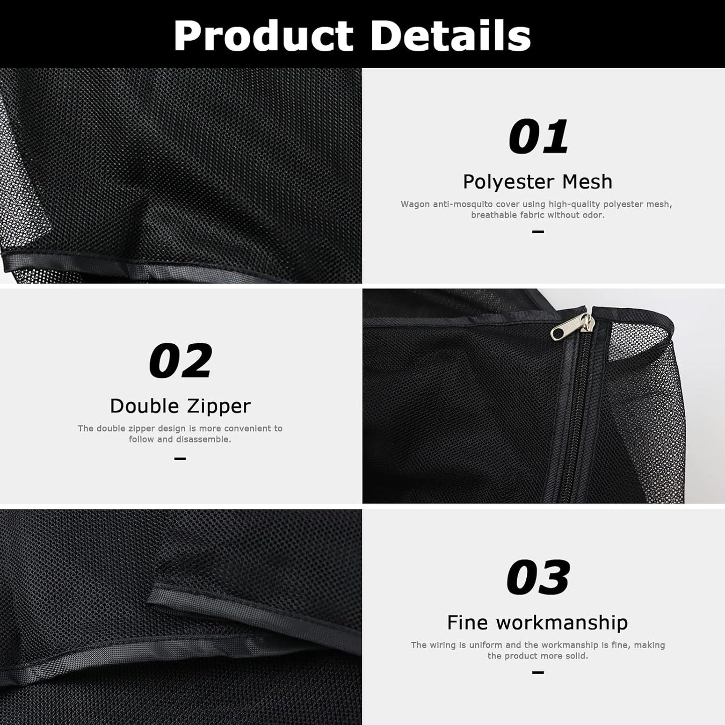 Outdoor Wagon net Cover, Folding Wagon Mosquito net Accessories for Children Outdoor Garden Camping Push-Pull cart with Zipper Anti-Wagon Shade Attachment （Suitable for Half-Folded Wagon）