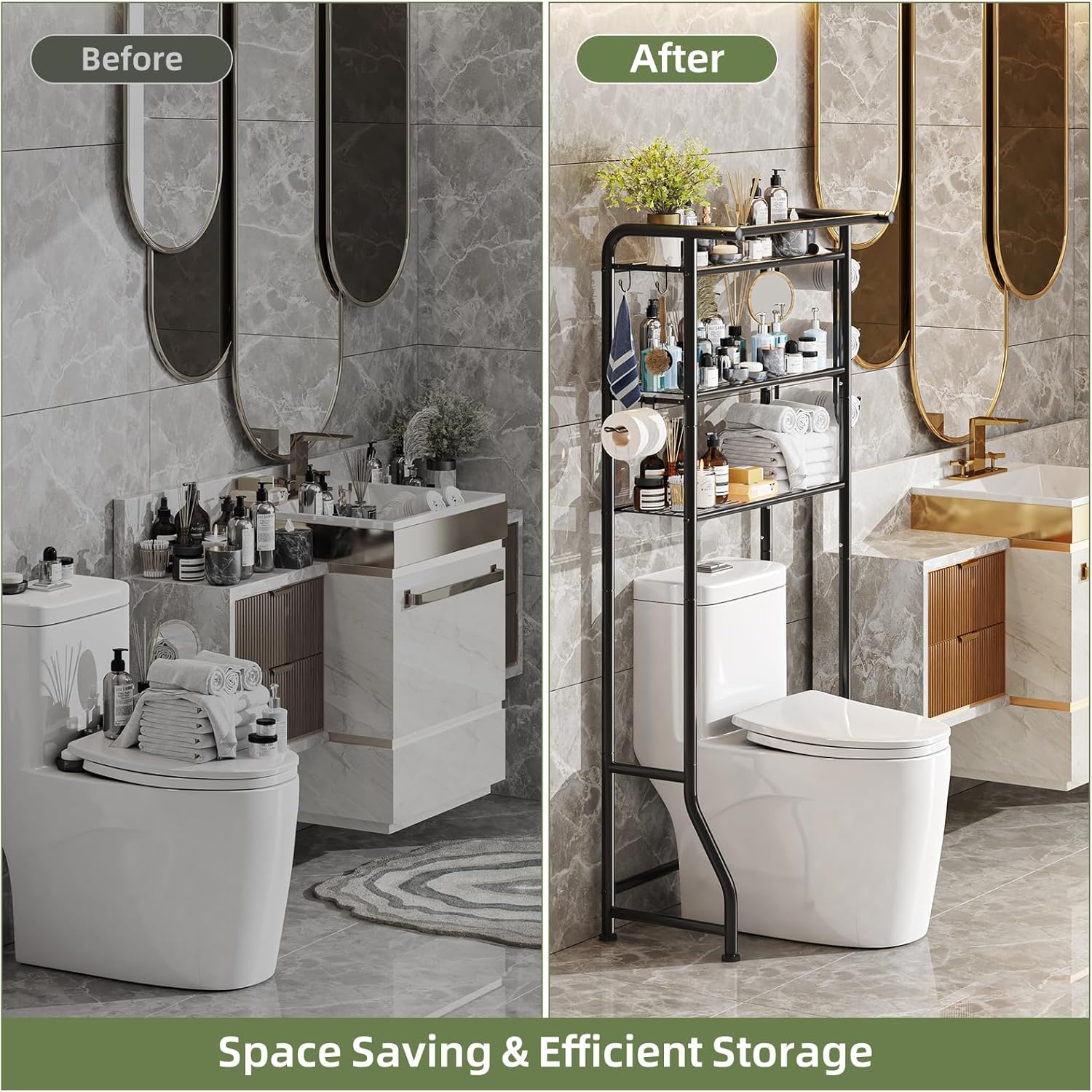 Simple Trending Over The Toilet Storage Cabinet, Metal Bathroom Shelf 