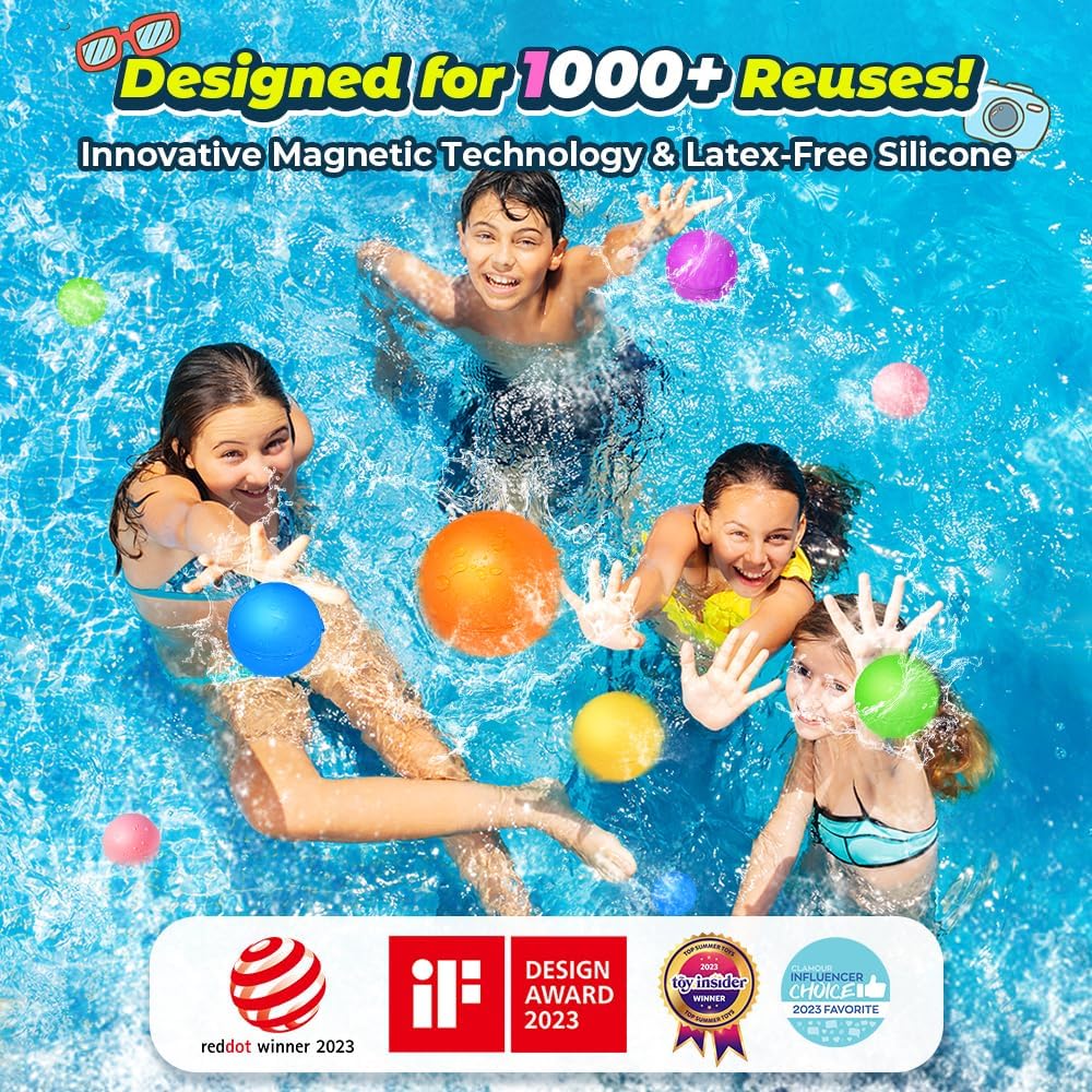 12Pcs Reusable Water Balloons, Pool Beach water Toys for Boys and Girl
