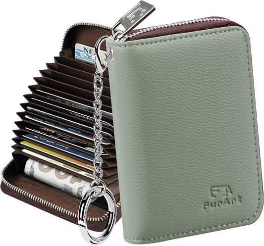 FurArt Zipper Wallet Women, RFID Blocking Credit Card Wallet, Business