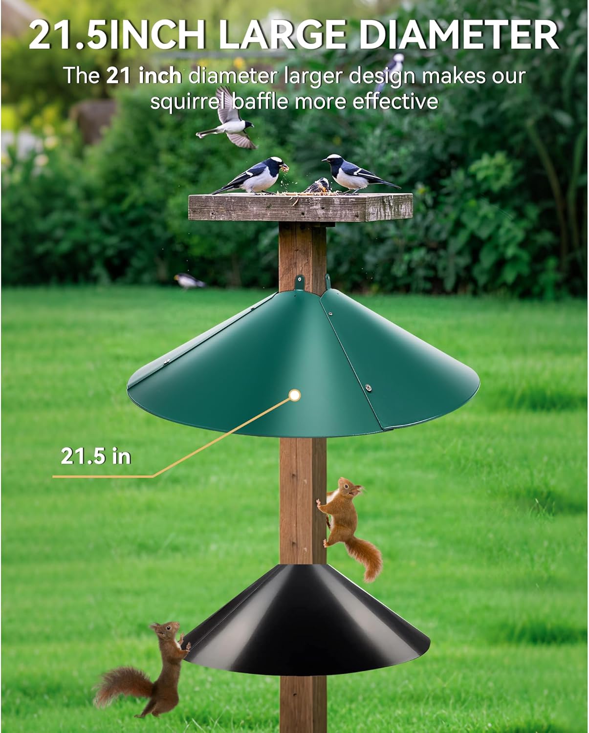 Qualirey 1 Pack 21.5 Inch Metal Squirrel Proof Baffle for 4 x 4 Posts Wrap Around Guard for Bird Feeder Pole to Deter Squirrels (Green)