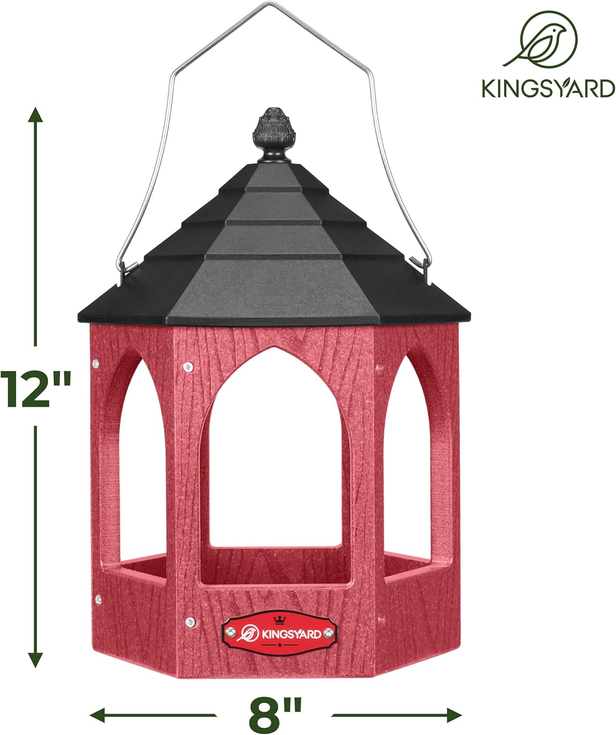Kingsyard Platform Bird Feeder for Outdoor Hanging - Gazebo Style Recy