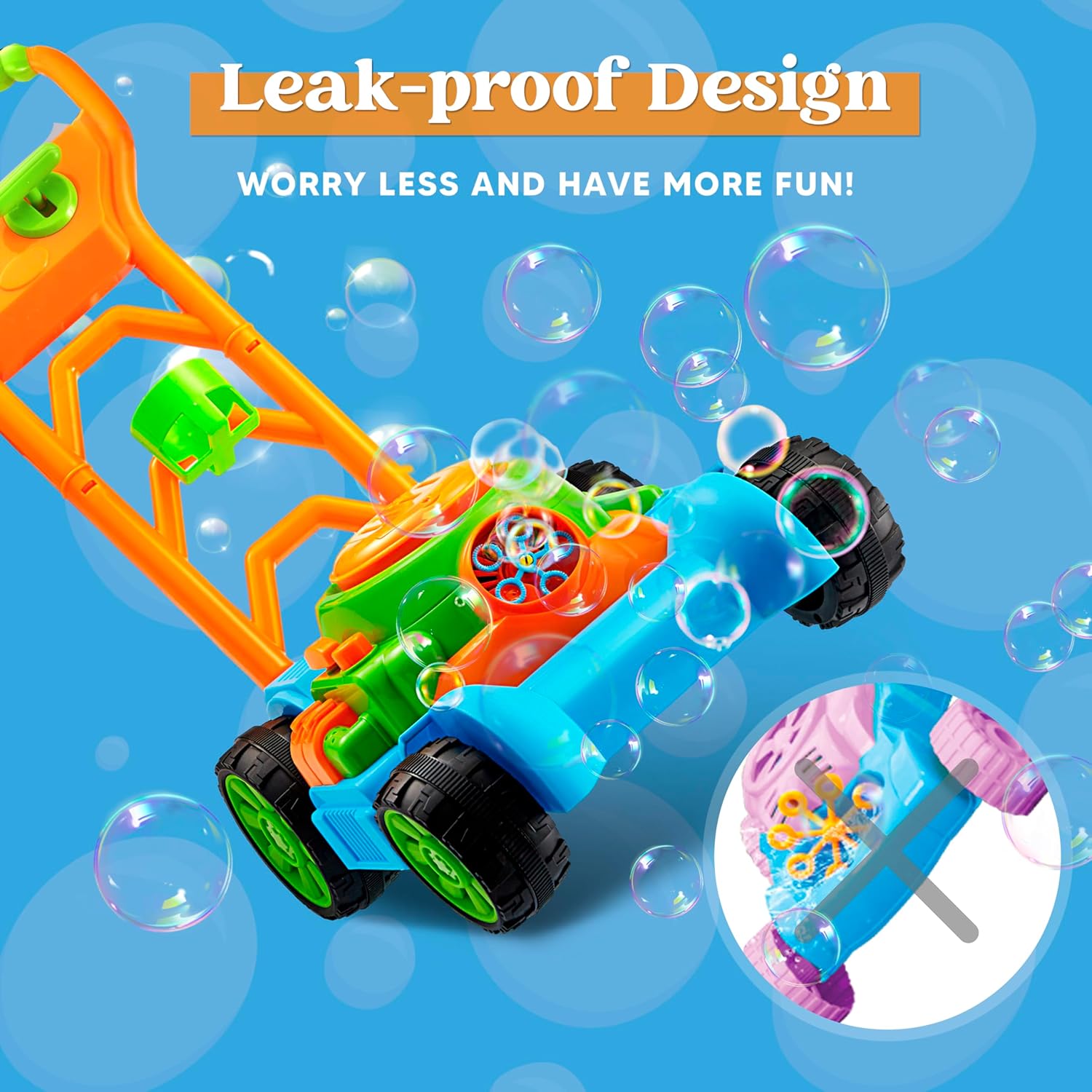 SLOOSH Bubble Lawn Mower Toddler Toys - Spill-Proof Bubble Machine Pre