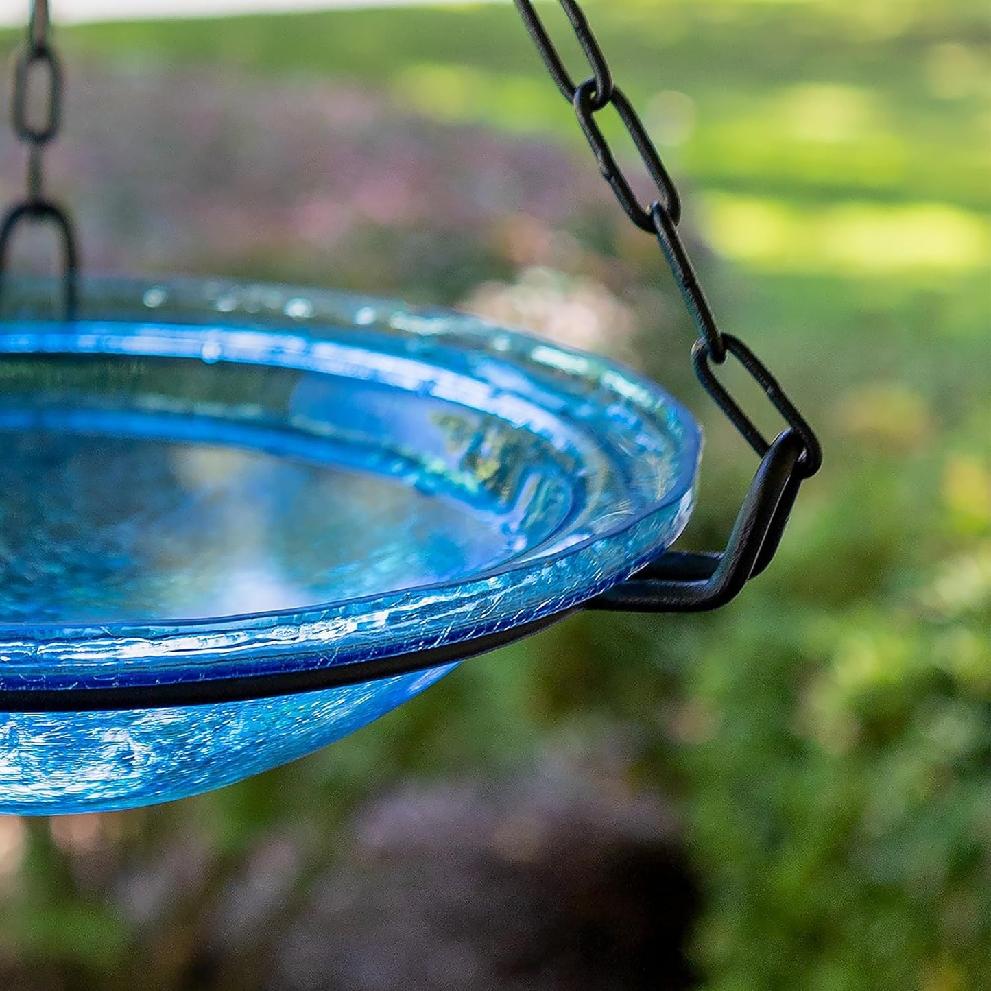 12" Teal Hanging Birdbath