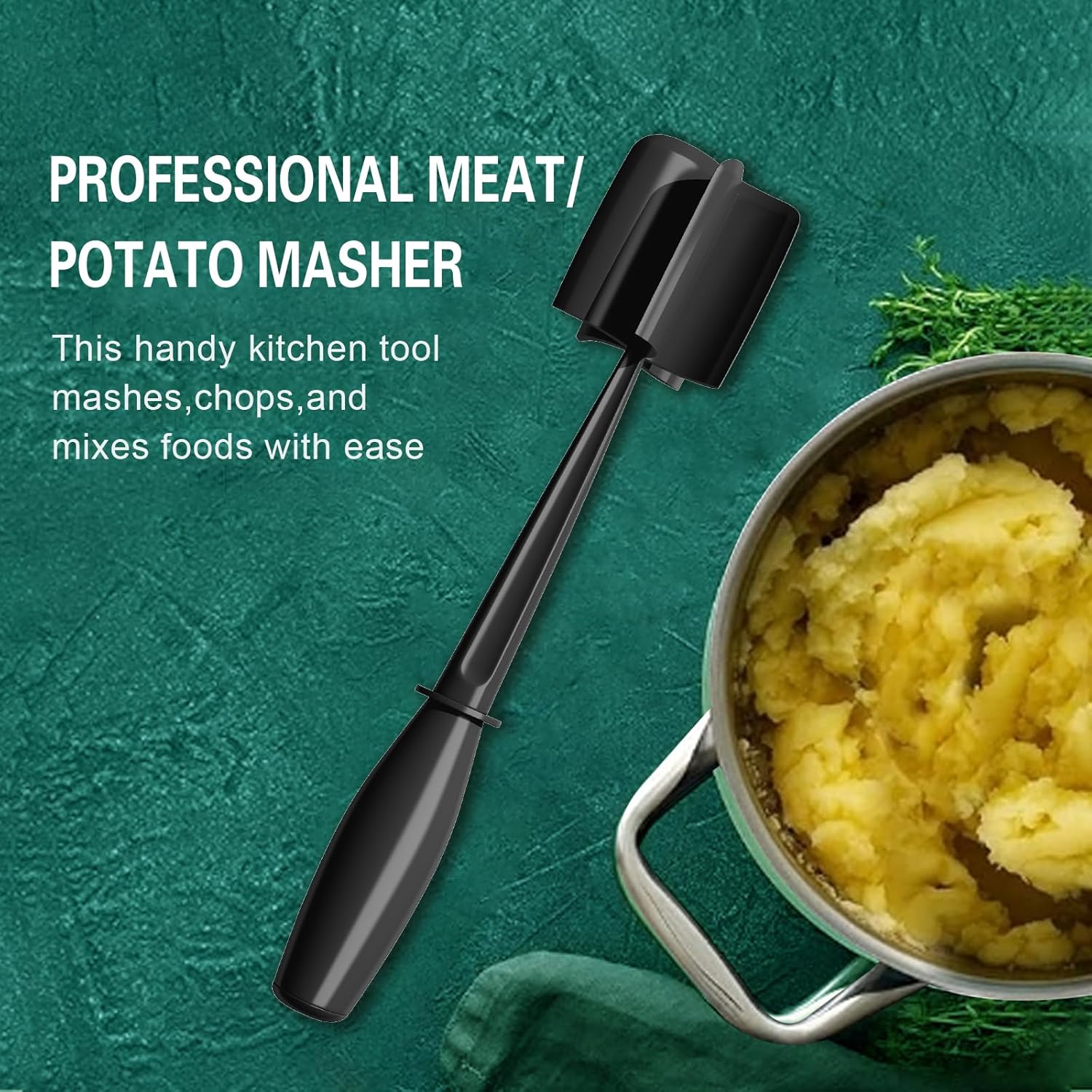 Meat Chopper, 5 Curve Blades Ground Beef Smasher, Heat Resistant Hambu