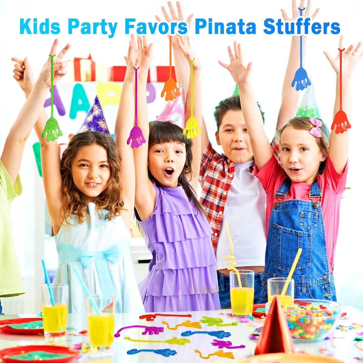 Sticky Hands Bulk 48 PCS Easter Basket Stuffers Egg Fillers Party Favors for Kids 4-8 8-12 Stretchy Sticky Hand Toy Kid Goodie Bag Stuffers Small Classroom Prizes Student Gifts Birthday Party Supplies