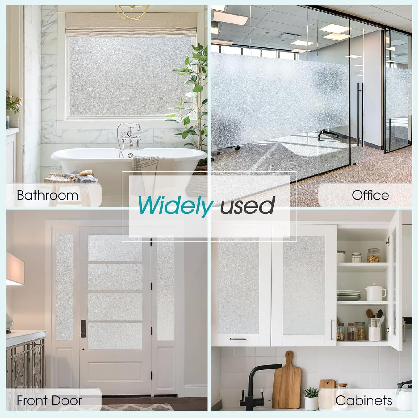 Coavas Frosted Glass Window Privacy Film Day and Night, Static Cling No Glue, Anti-Glare Heat Blocking, Renter-Friendly Removable Decorative Covering for Home Bathroom Bedroom, 17.5 x 78.7 Inch, Pure