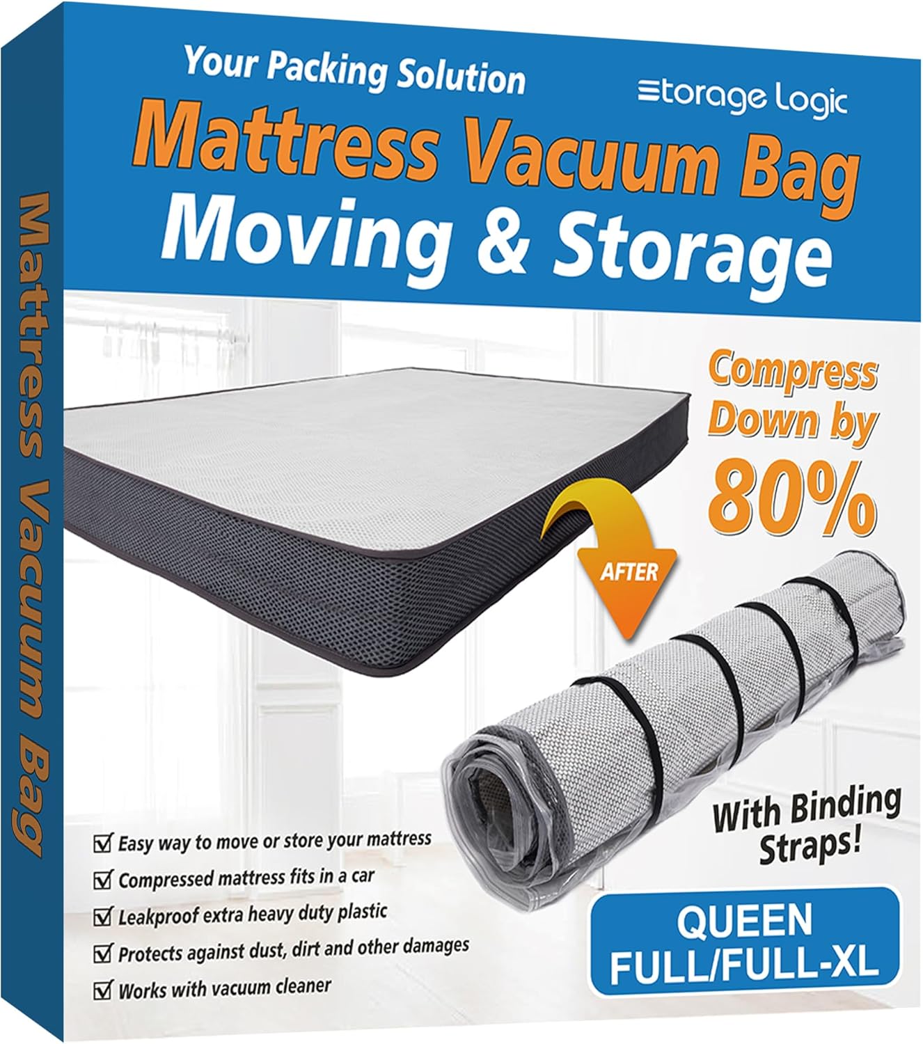 Storage Logic Foam Mattress Vacuum Bag for Moving, Storage, Vacuum Sea