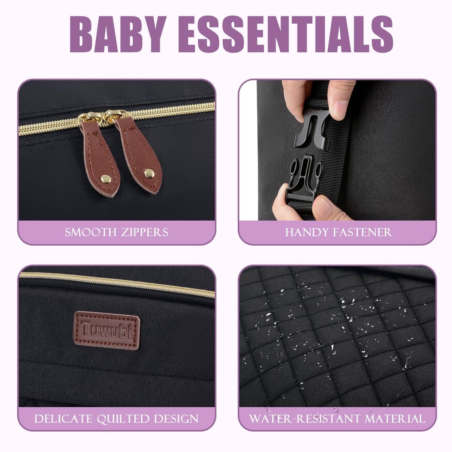 Tuwubi Diaper Bag Tote,Baby Diaper Bag with Pacifier Case Large Travel