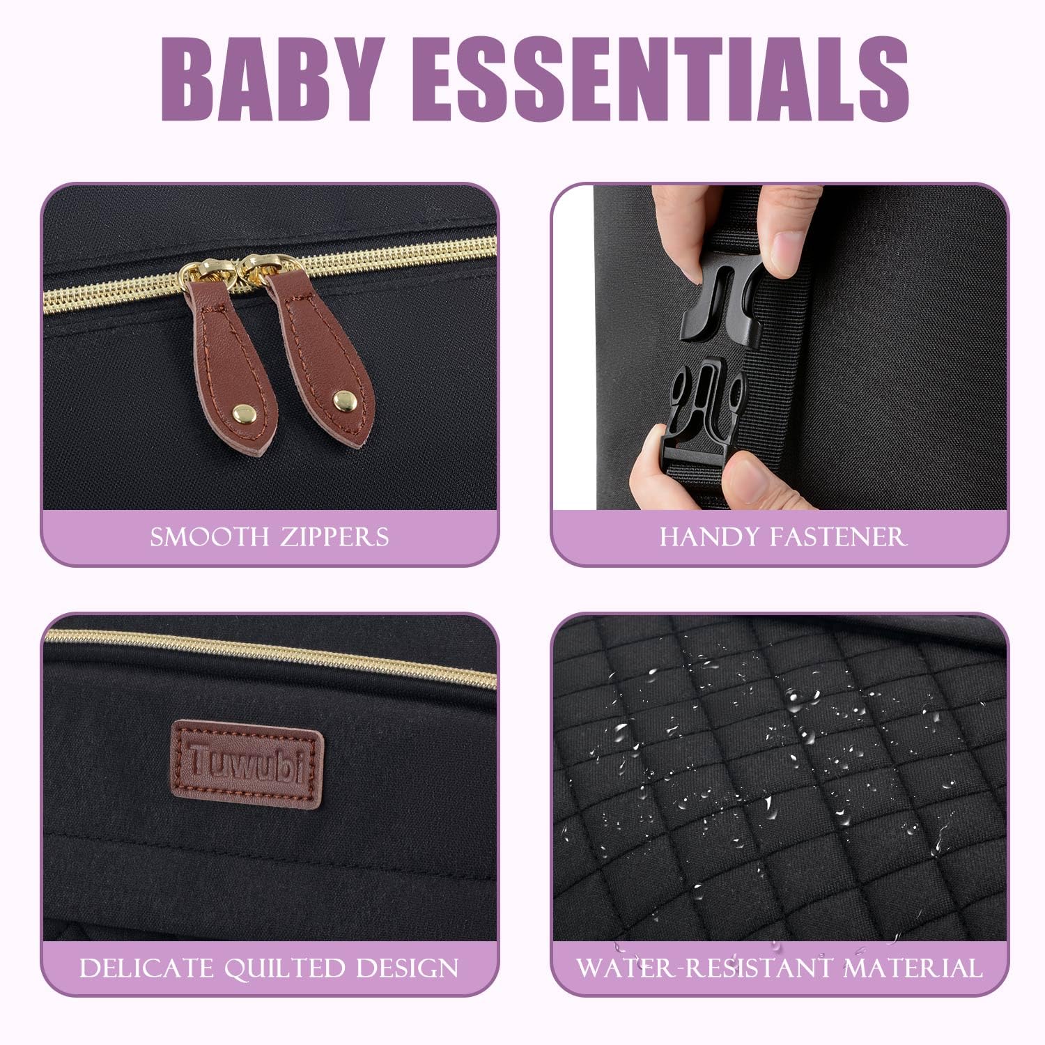 Tuwubi Diaper Bag Tote,Baby Diaper Bag with Pacifier Case Large Travel