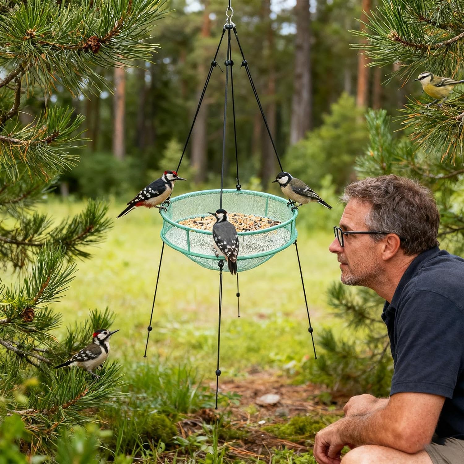 Foldable Birdseed Hoop, Lightweight Garden Feeder Ring, 30cm Seed Hold
