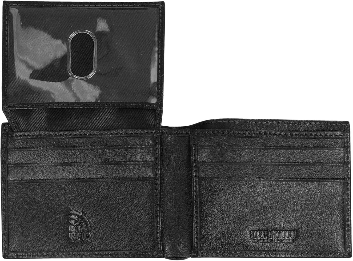 Steve Madden Men's Slim Leather Wallet with Extra Capacity Attached Fl