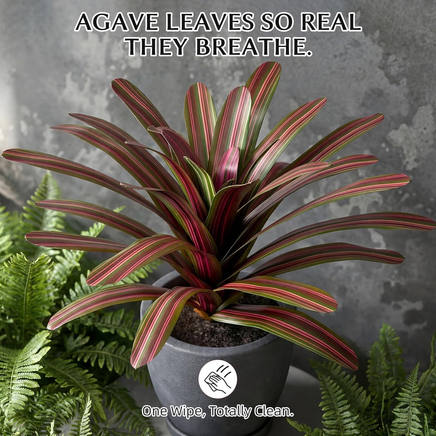 Agave Plant Artificial 23.6" Faux Agave Plant Indoor Outdoor Fake Agave 33 Leaves with Striped Texture Realistic Greenery for Porch Patio Home Decor 2 Pack Without Pot(Purple Green)