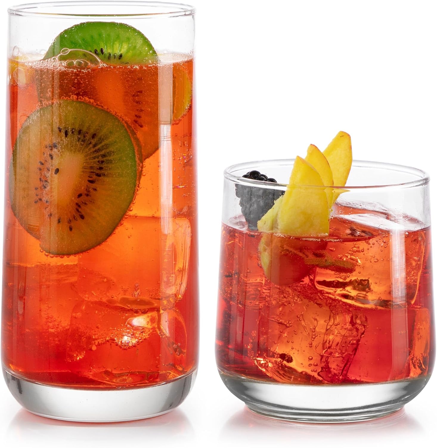 Libbey Ascent Tumbler and Rocks Drinking Glasses Set of 16, Glass Drin