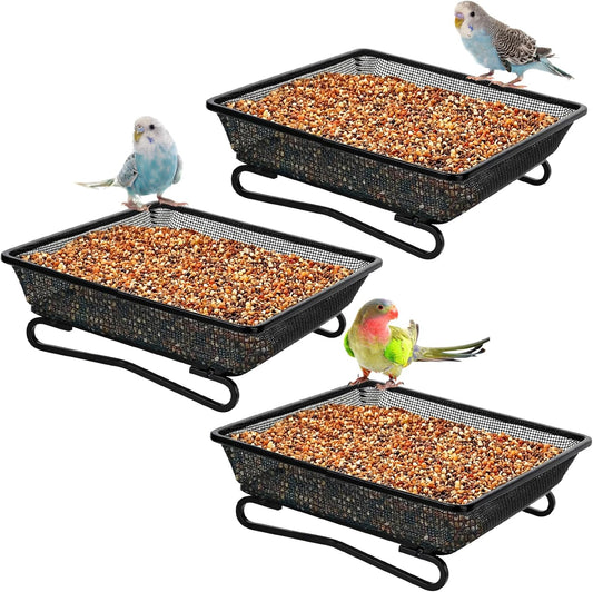 Ground Platform Bird Feeder Metal Seed Tray for Outside Garden Wild Bi