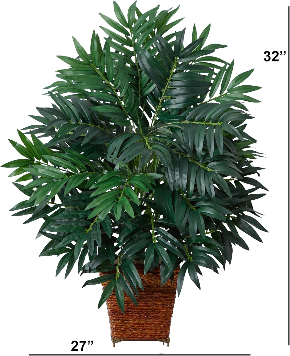 Nearly Natural Bamboo Palm with Wicker Basket Silk Plant
