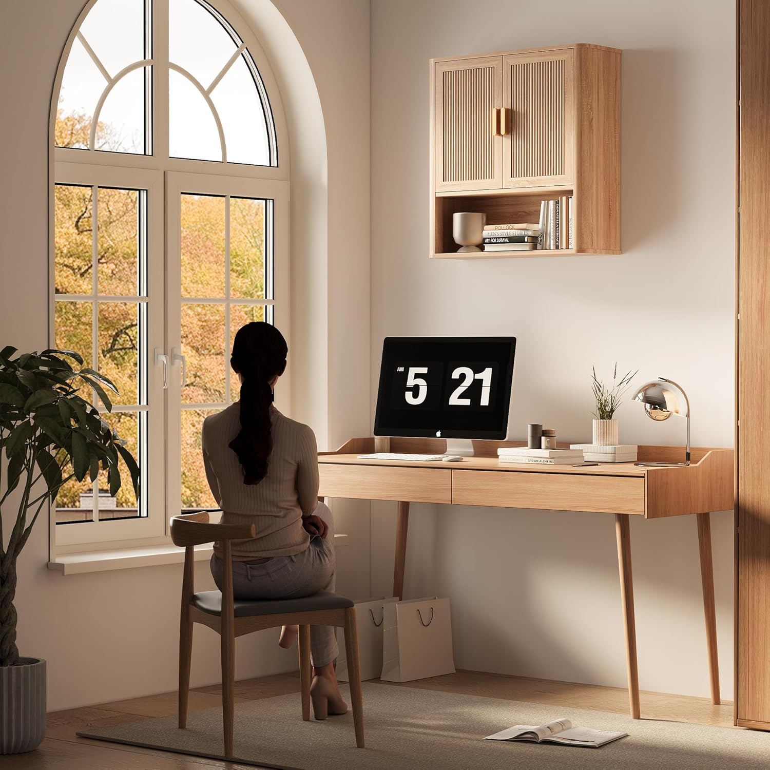 Bathroom Wall Storage Cabinet, Medicine Cabinet with Adjustable Wood S