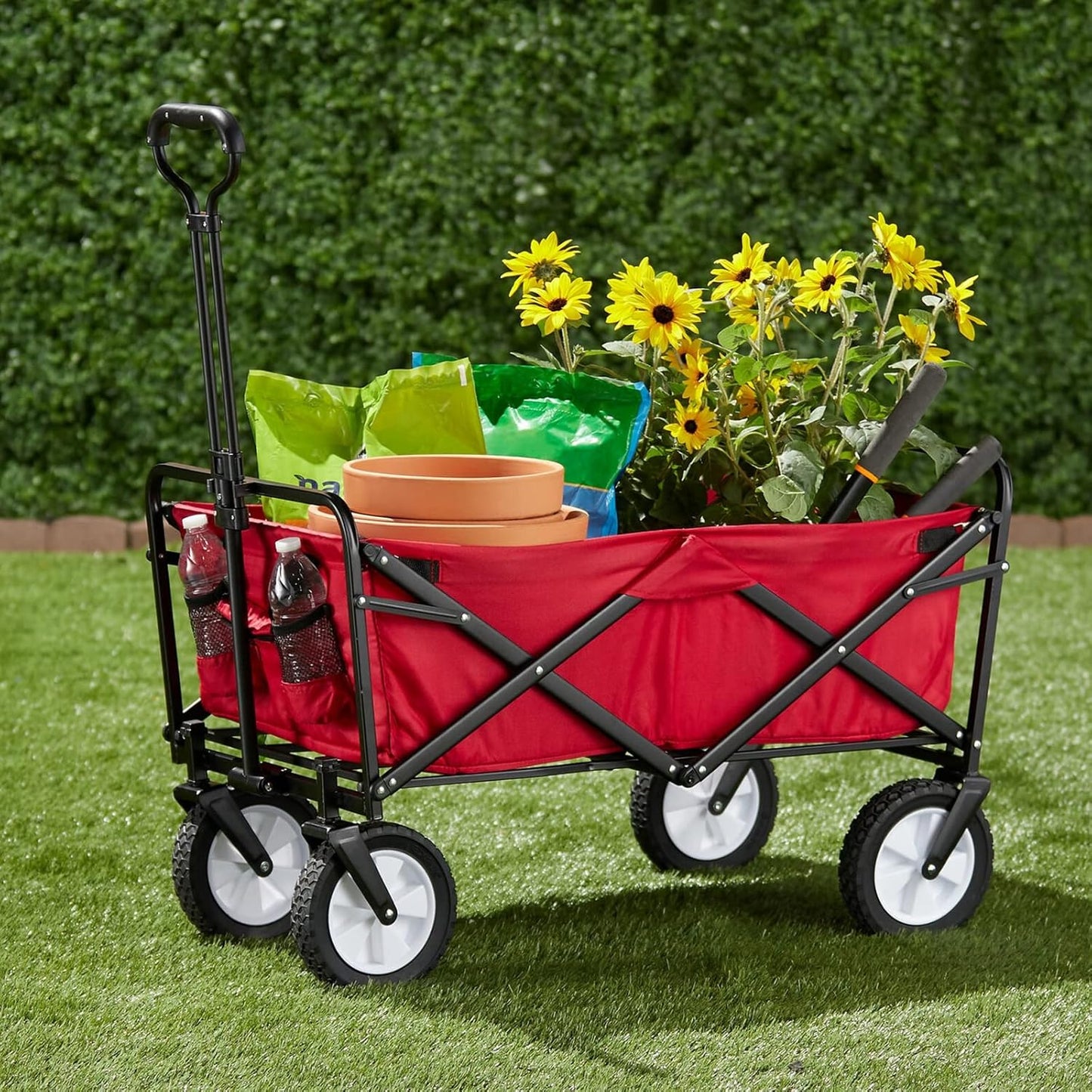 Collapsible Folding Picnic Wagon - Portable Hand Cart for Beach, Campi