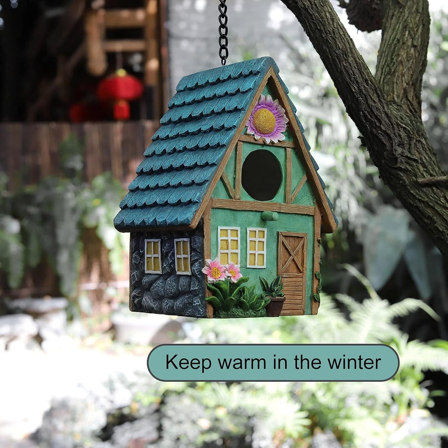 Bird House Indoor Outdoor for Hummingbird, Bluebird, Swallow, Wren, Robin - Small Houses Gifts for Bird Lovers