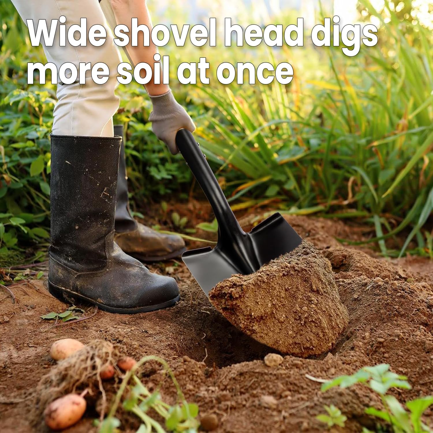 Shovel for Digging,Round Shovel, Garden Tool with D-Handle, 41 Inches 