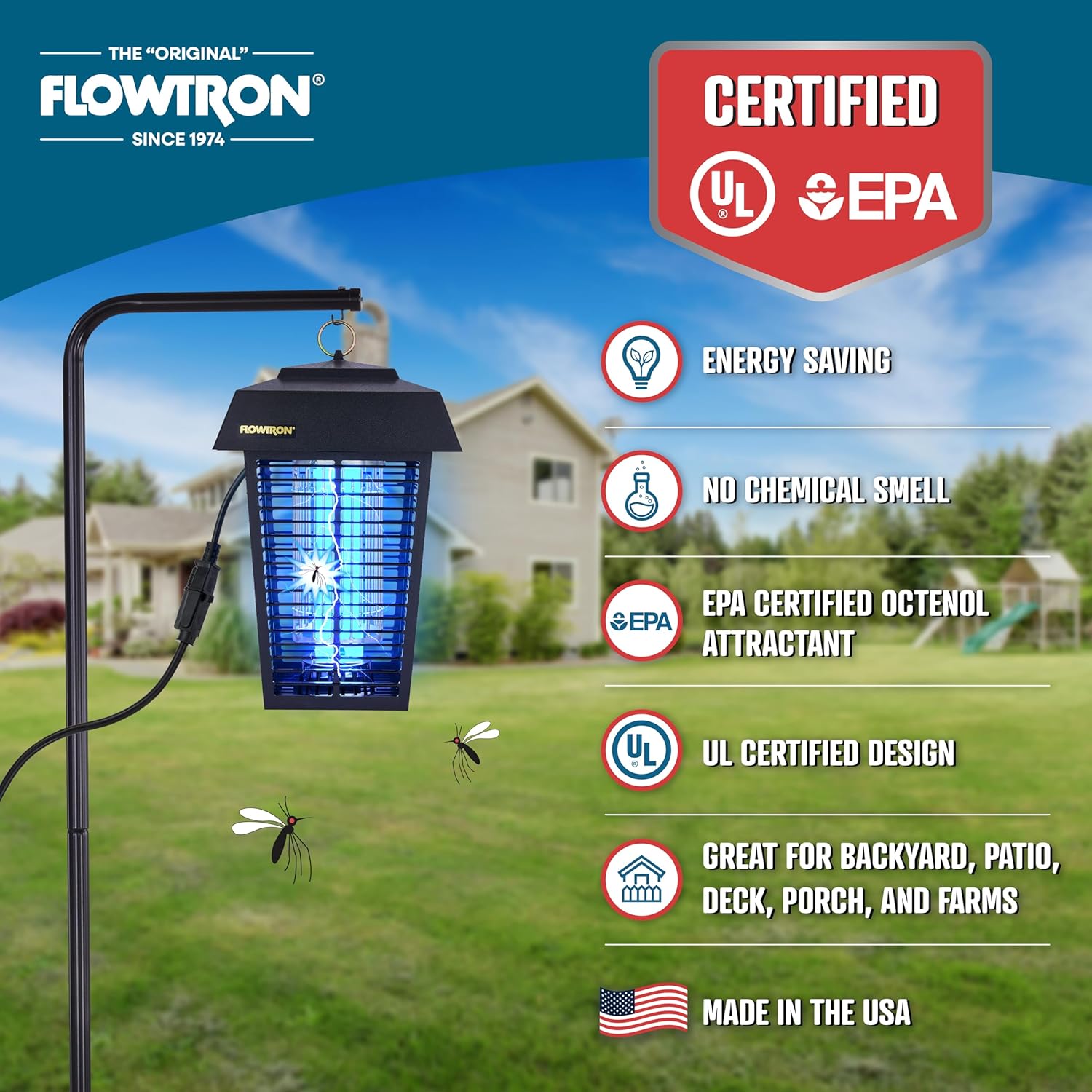 Flowtron Bug Zapper, 1 Acre of Outdoor Coverage with Powerful 40W Bulb