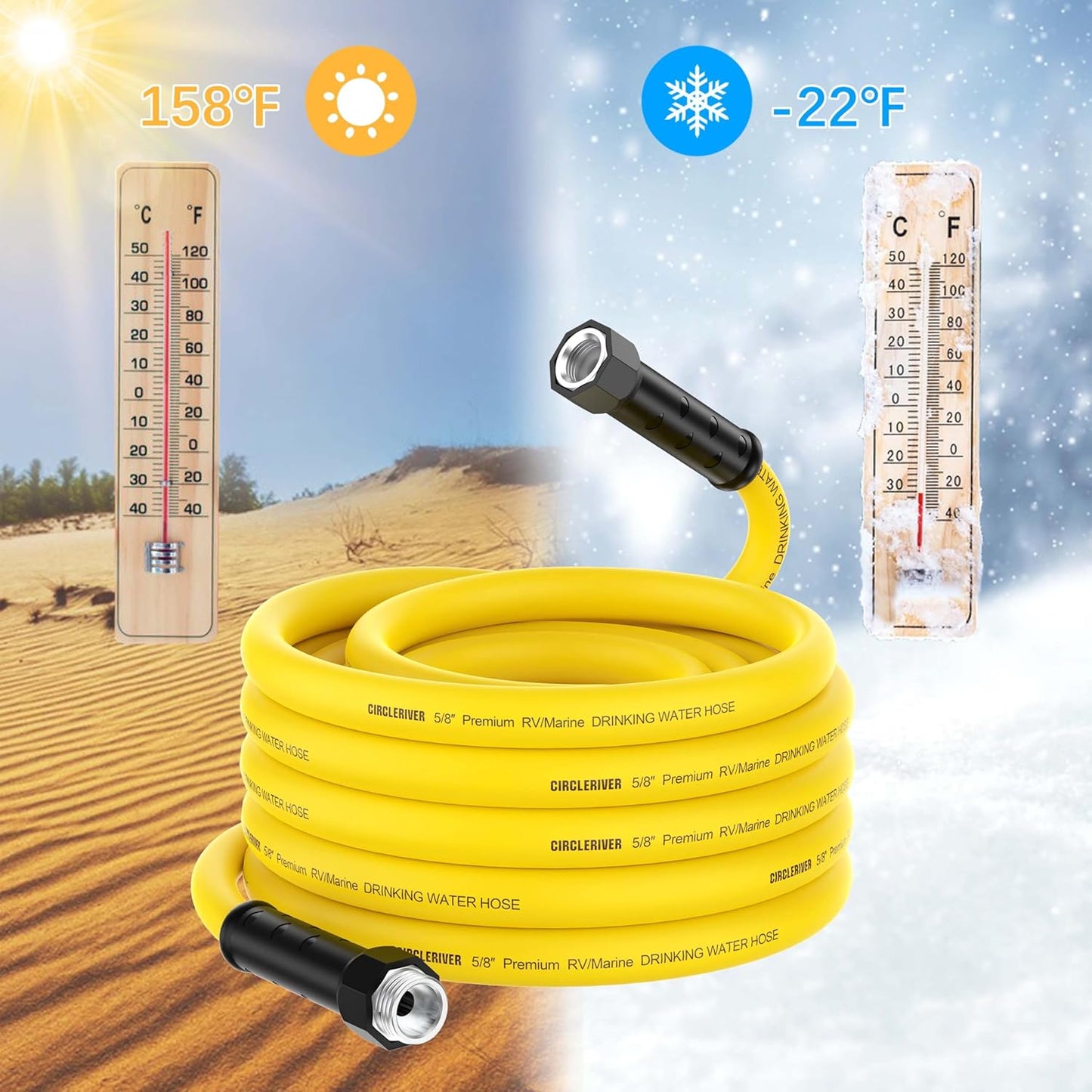 RV Drinking Water Hose 100FT with Storage Bag, 5/8" Premium Fresh Wate