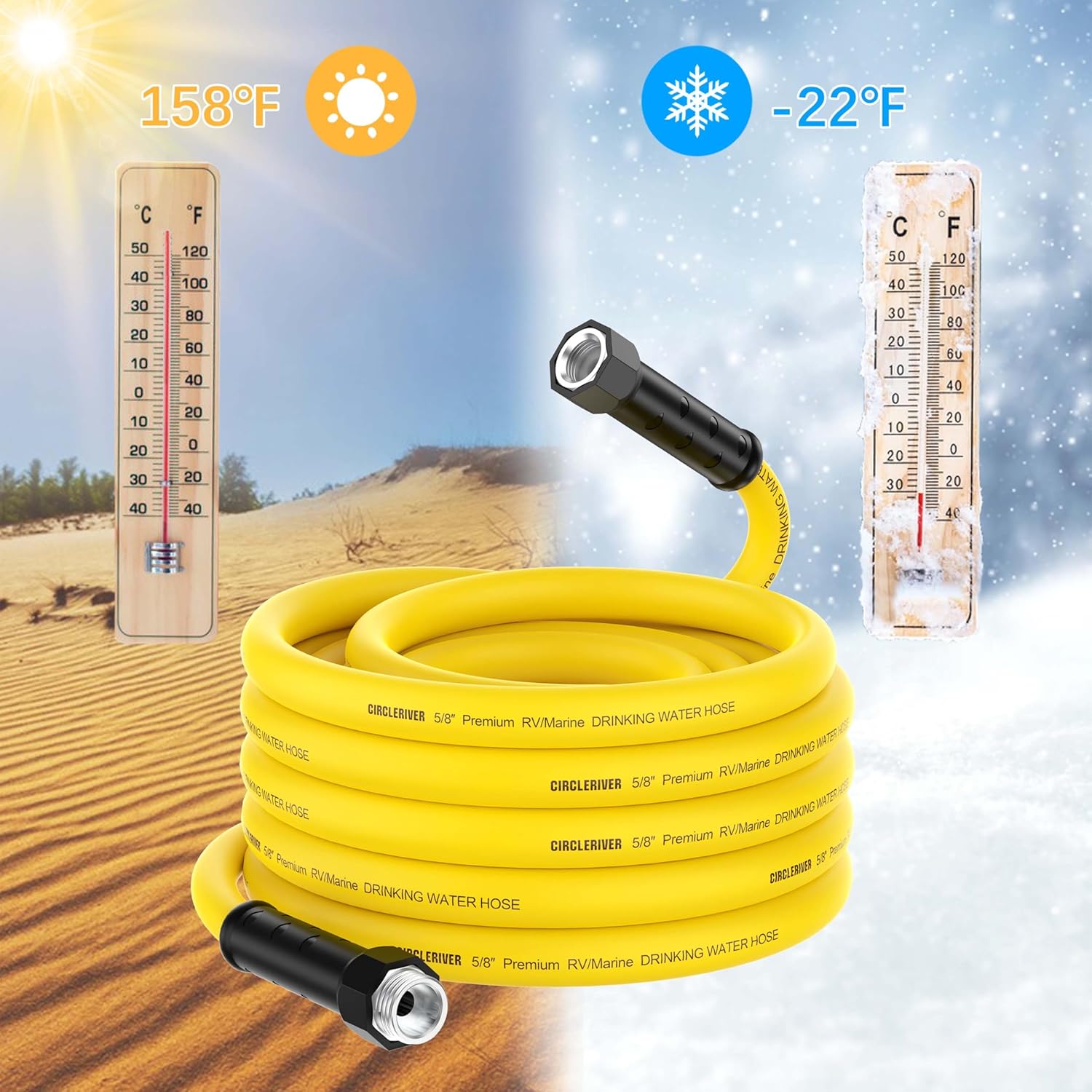 RV Drinking Water Hose 100FT with Storage Bag, 5/8" Premium Fresh Wate