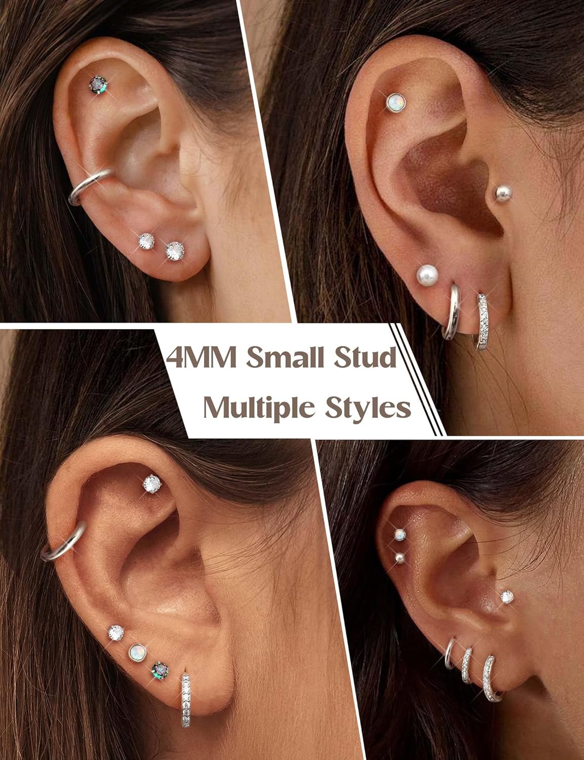Jstyle Hypoallergenic Stud Hoop Earrings for Women Small Flat Back Sur
