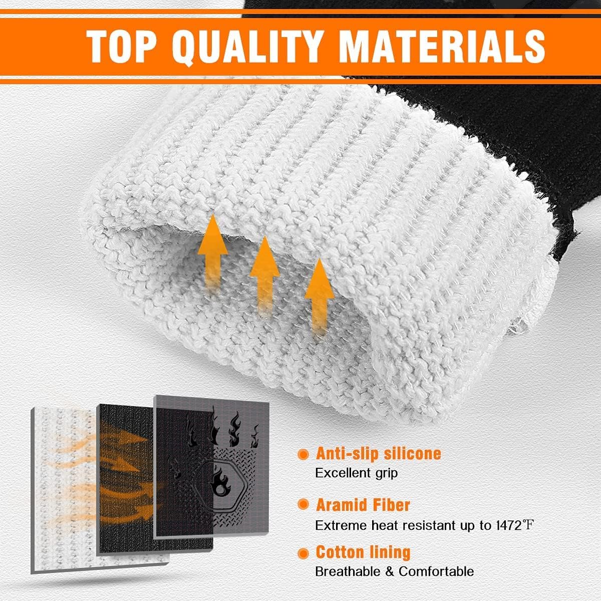 HAMITOR BBQ Grill Gloves : 1472℉ High Temp Resistance Fireproof Glove 