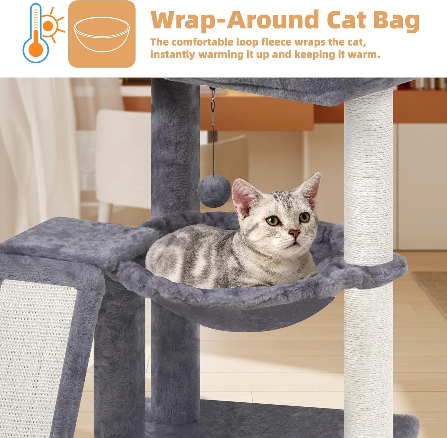 YOUPET Cat Tree with Cat Scratching Post for Indoor Cats, Cat Tower wi
