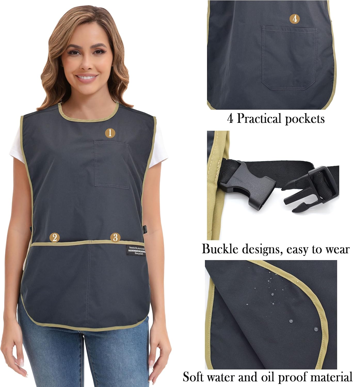 Nanxson Waterproof Cobbler Apron for Women Men with Pockets Adjustable Buckle Design Hair Stylist Apron for Garden Cooking