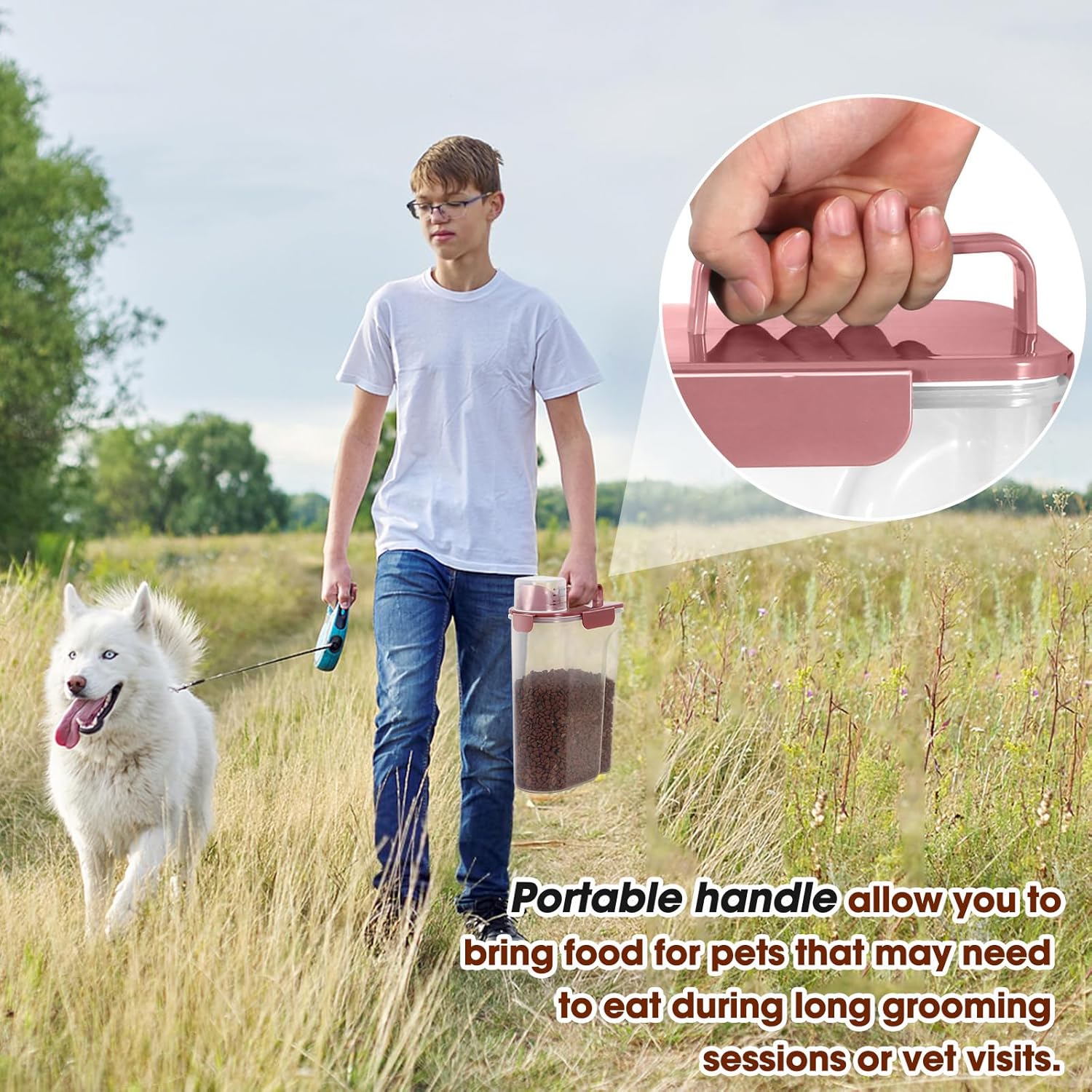 TBMax Portable Dog Food Storage Container 5 to 7 Lbs, Airtight Cat Foo