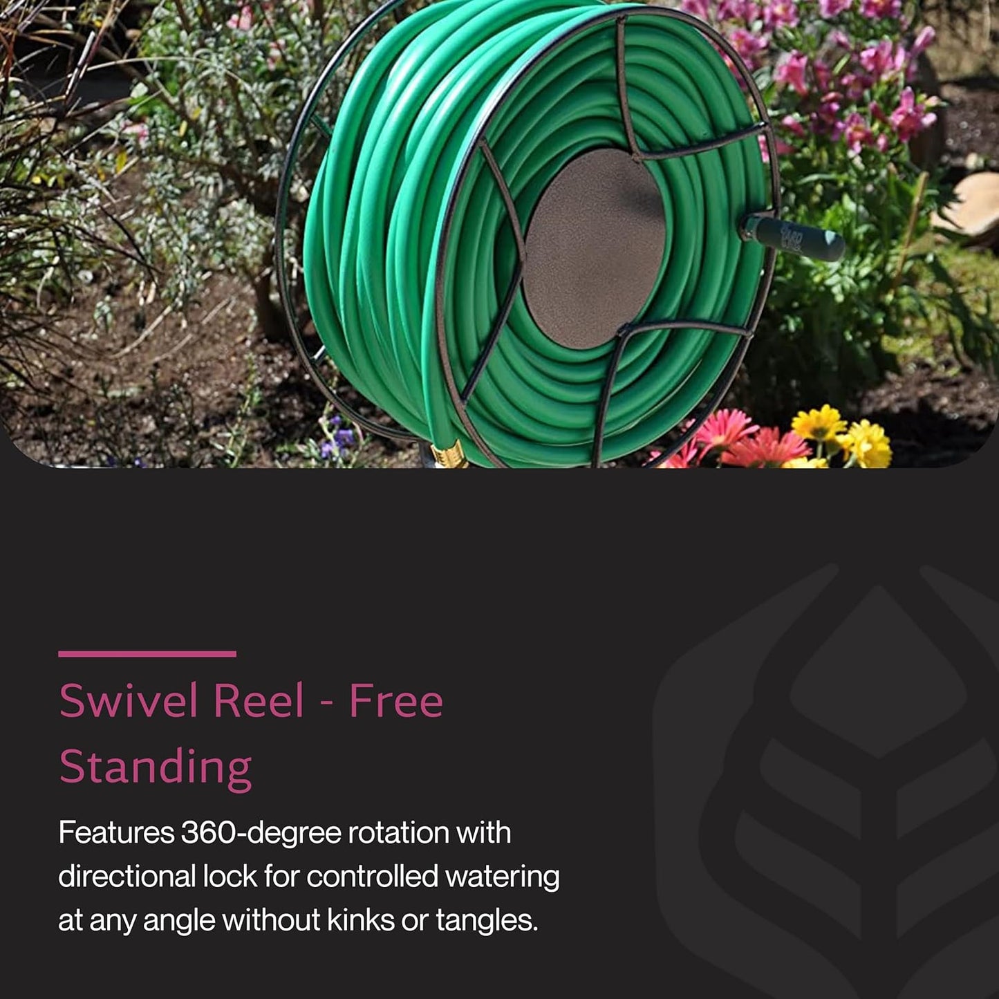 Yard Butler Free Standing Swivel Hose Reel - Water Hose Caddy For Yard or Garden - Outdoor Garden Hose Accessories, Water Hose Reel Rotate 360 Degree, Freestanding Metal Outdoor Water Pipe Stand