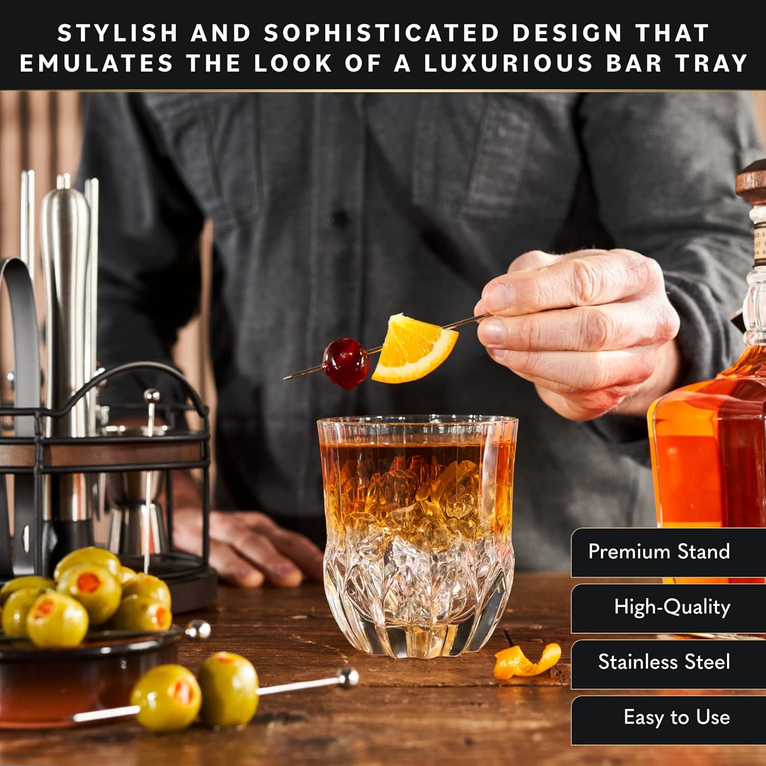 Home Hero Bartender Kit - 22-Piece Cocktail Shaker & Bar Tool Set - Wo