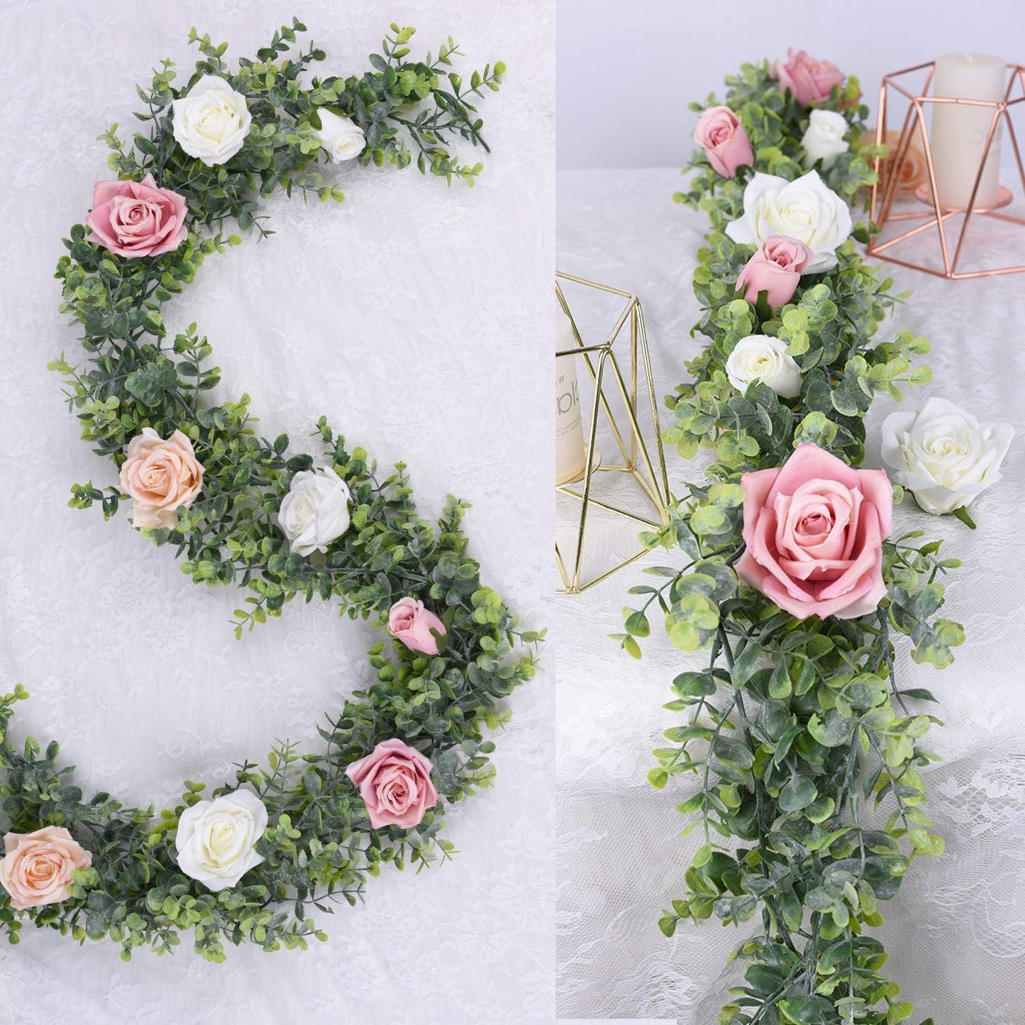 DearHouse Faux Eucalyptus Garland Plant, 2 Pack Artificial Vines Hangi