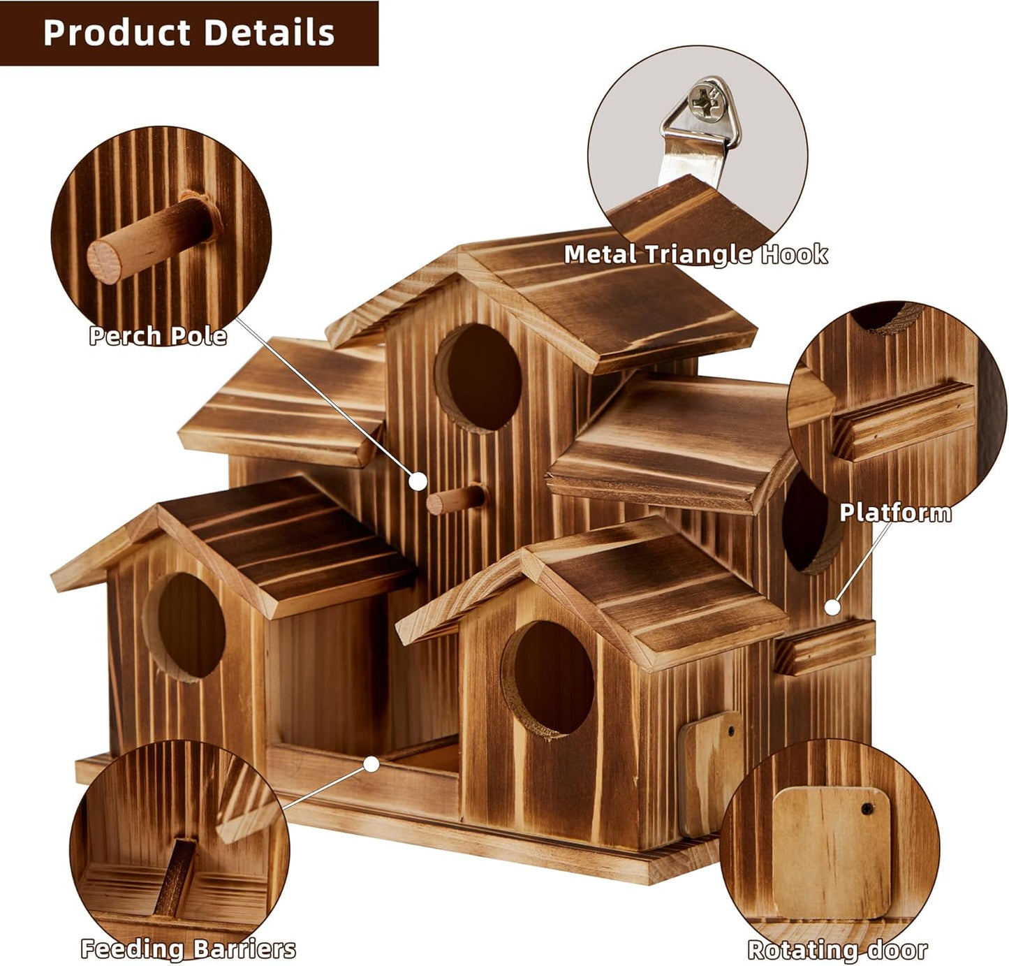 Bird House for Outside 5 Hole Bird Houses Room for 5 Bird Families Lar