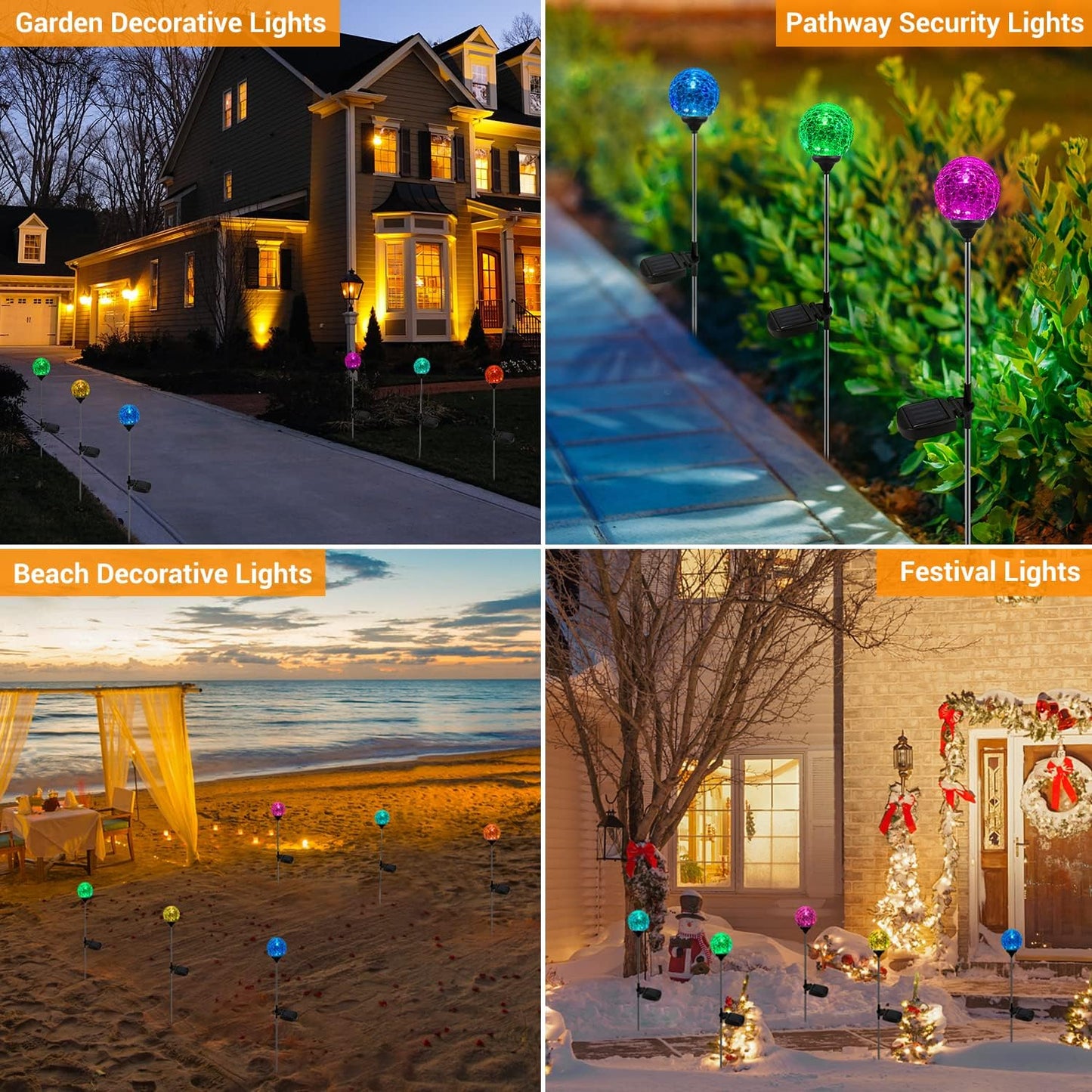OxyLED Solar Globe Lights Outdoor 4 Pack Garden Stake Lights Waterproo