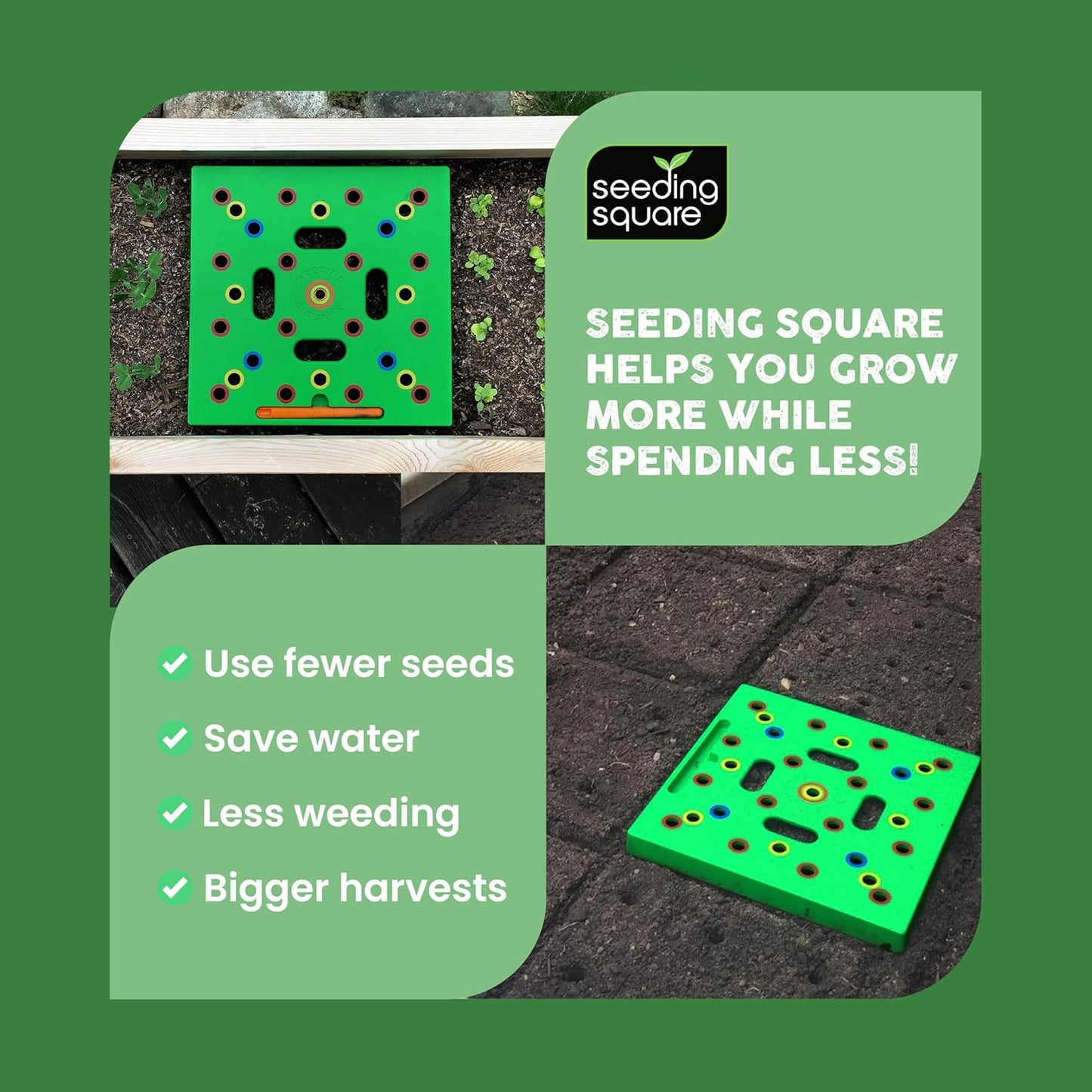 Seeding Square - Patented Seed and Seedling Spacer Tool for Bigger Har