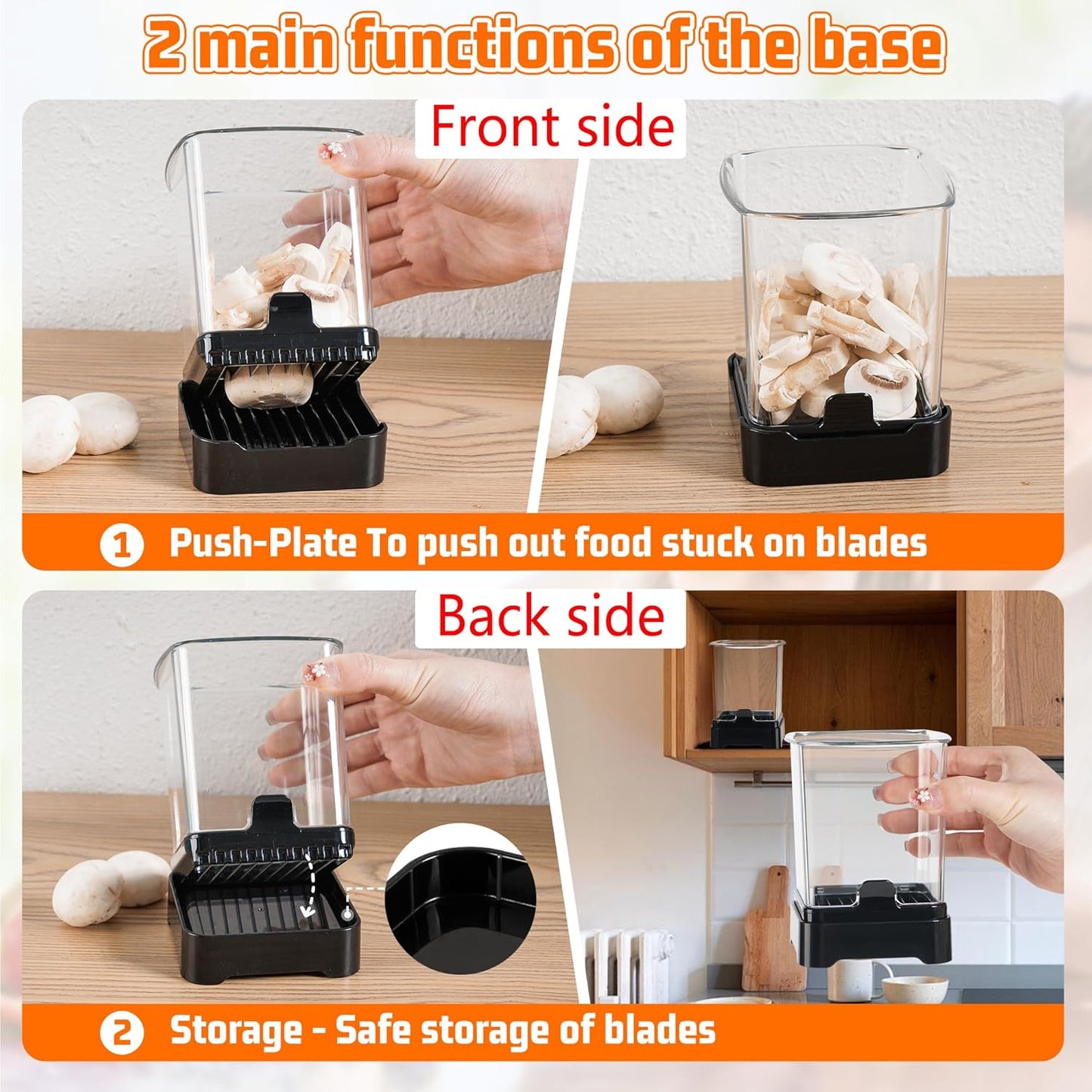 Fruit Slicer Cup for Strawberry, Banana, Hard-Boiled Egg - Detachable Cutter with Push Plate - Rapid & Safe Slicing Kitchen Gadget for Quick Meal Prep (Black)