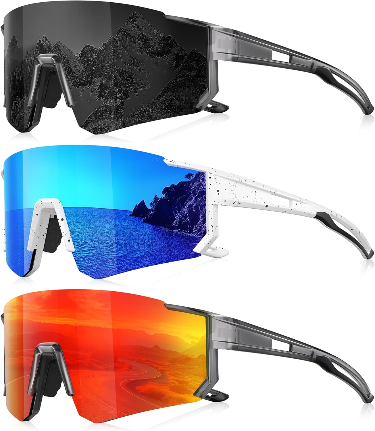 3 Pack Polarized Sunglasses for Men Women, Sports Mens Sunglasses with