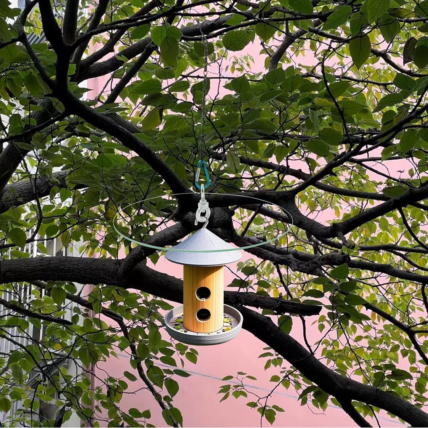 2 Set 11.2'' Clear Glass Squirrel Baffle Weather Guard for Hanging Hum