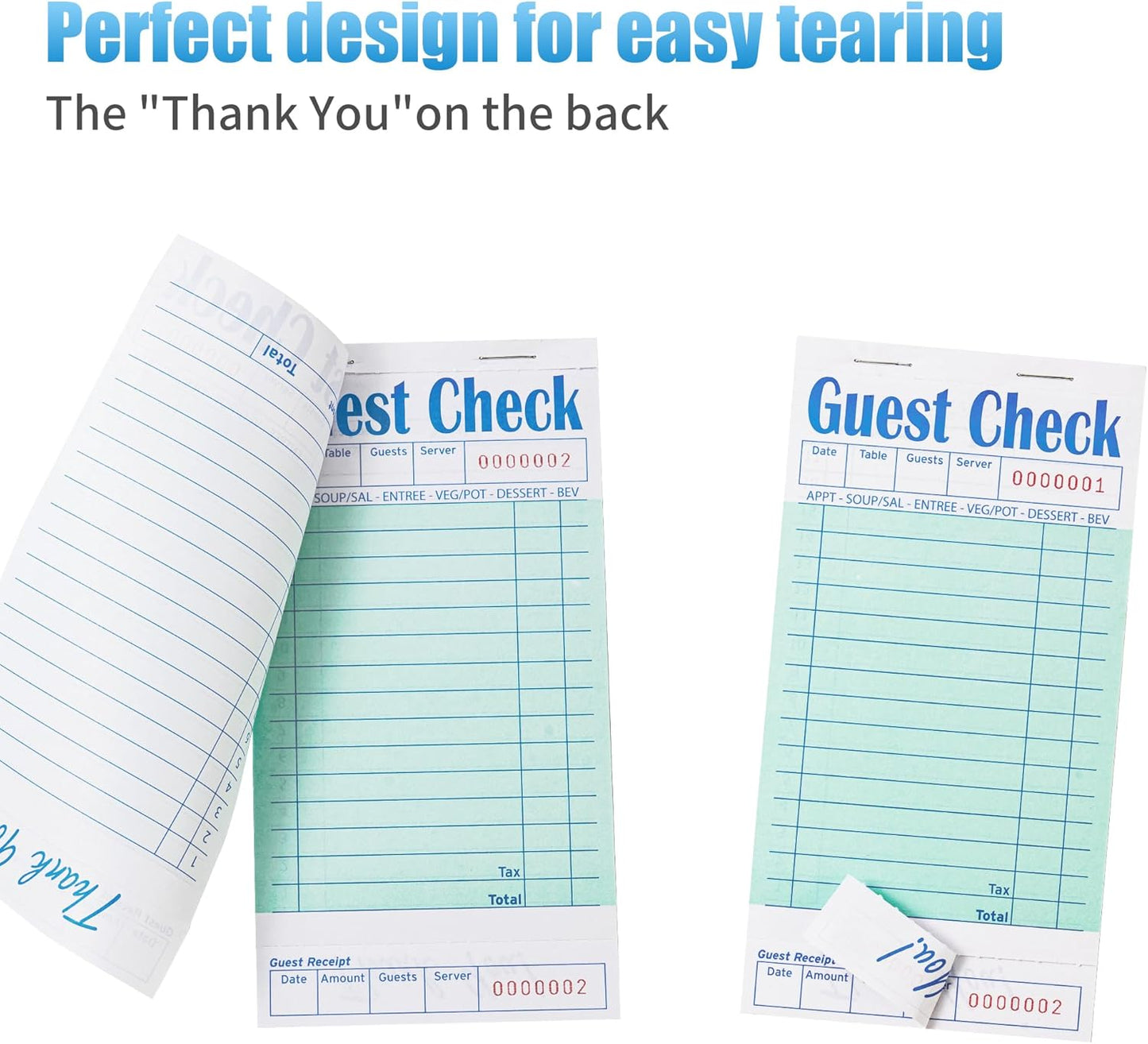 6 Pack Guest Checks Books for Servers Server Note Pads, Waiter Checkbook, Waitress Notepad for Restaurants, Paper Checks 50 Sheets/Pack, 300 Total Tickets