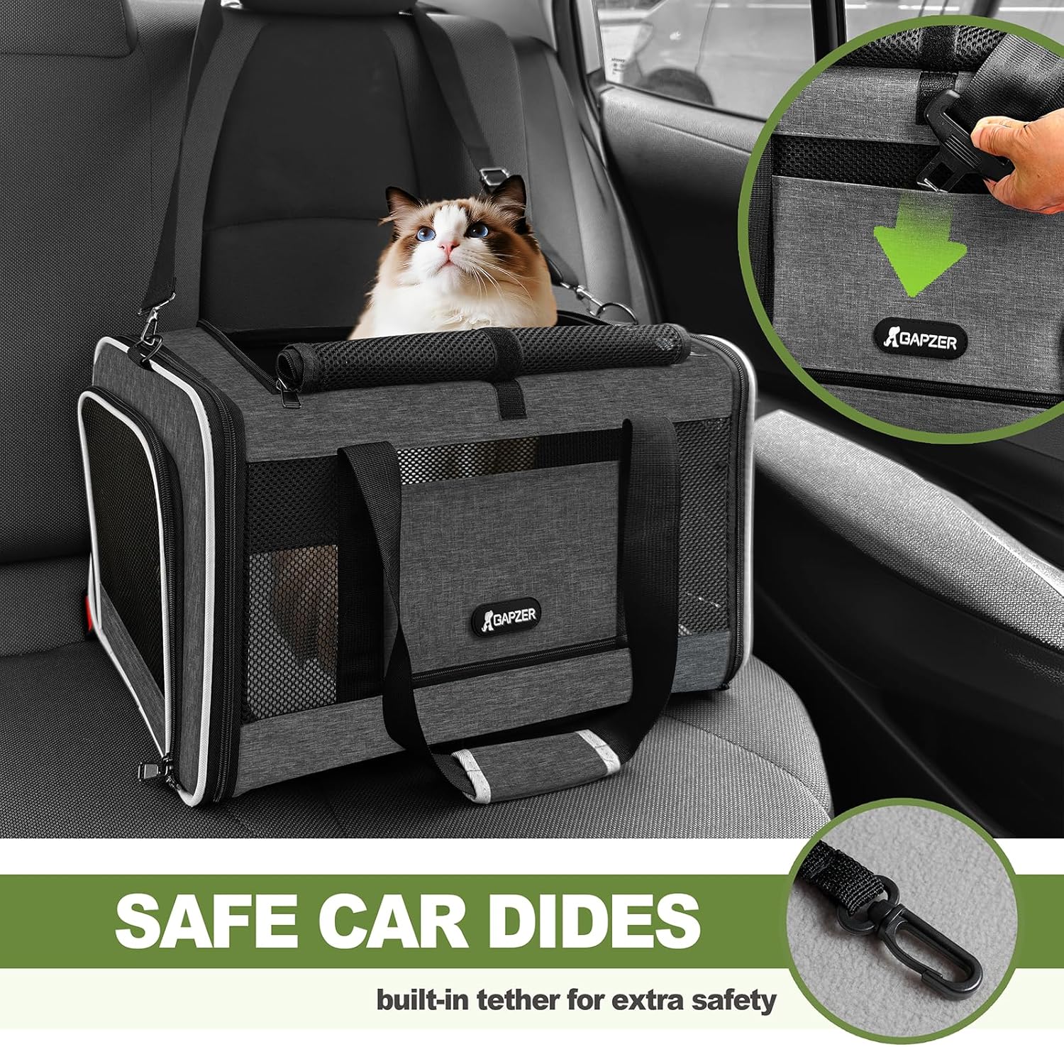 Cat Carrier 18x11x11 Top Load Soft Pet Travel Bag Over 15 lbs, Collaps