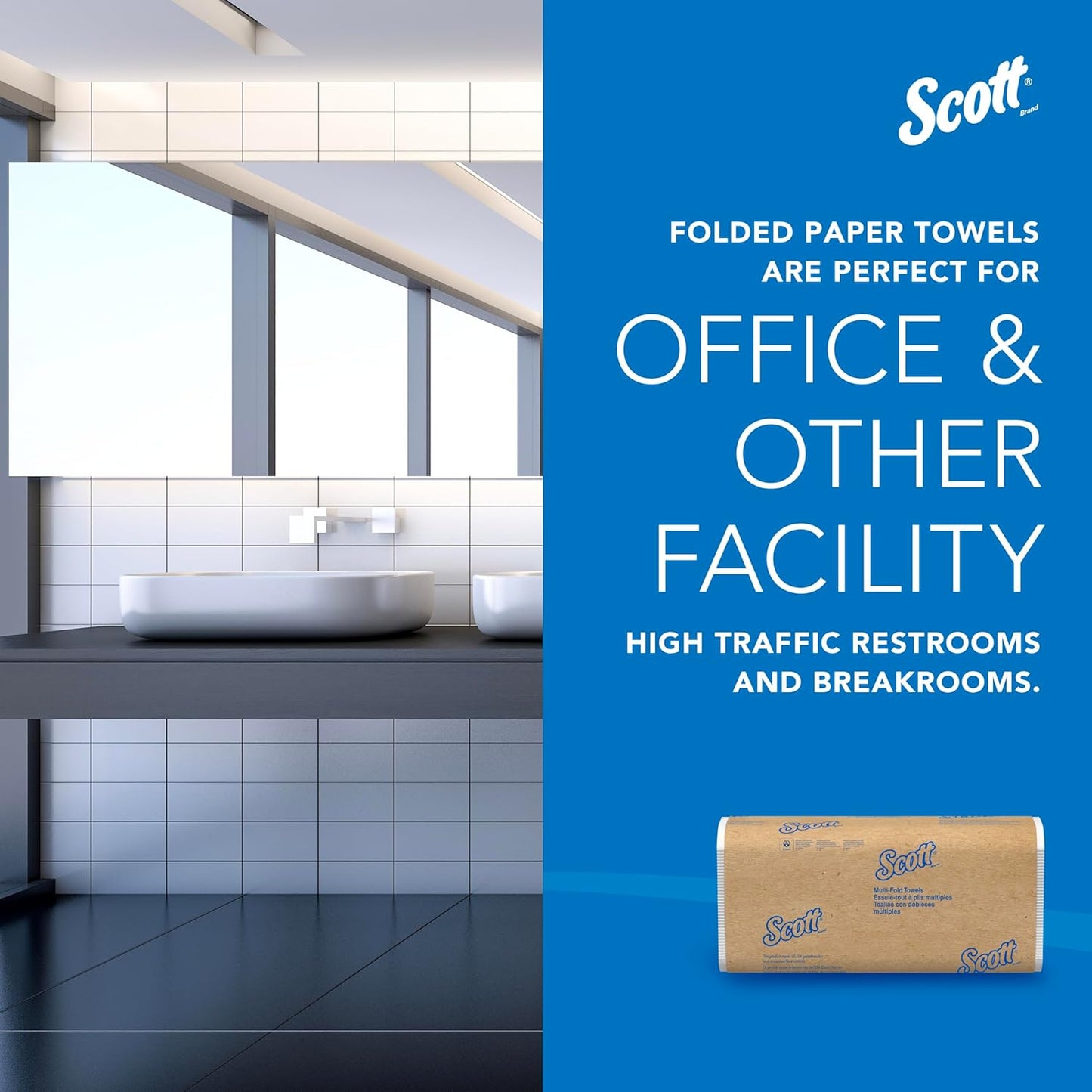 Scott Professional Universal Multifold Paper Towels, Bulk (03650), Absorbency Pockets, White, 9.2"x9.4" Towel, Compressed, Compact (250 Sheets/Pack, 12 Packs/Case, 3,000 Sheet Total)