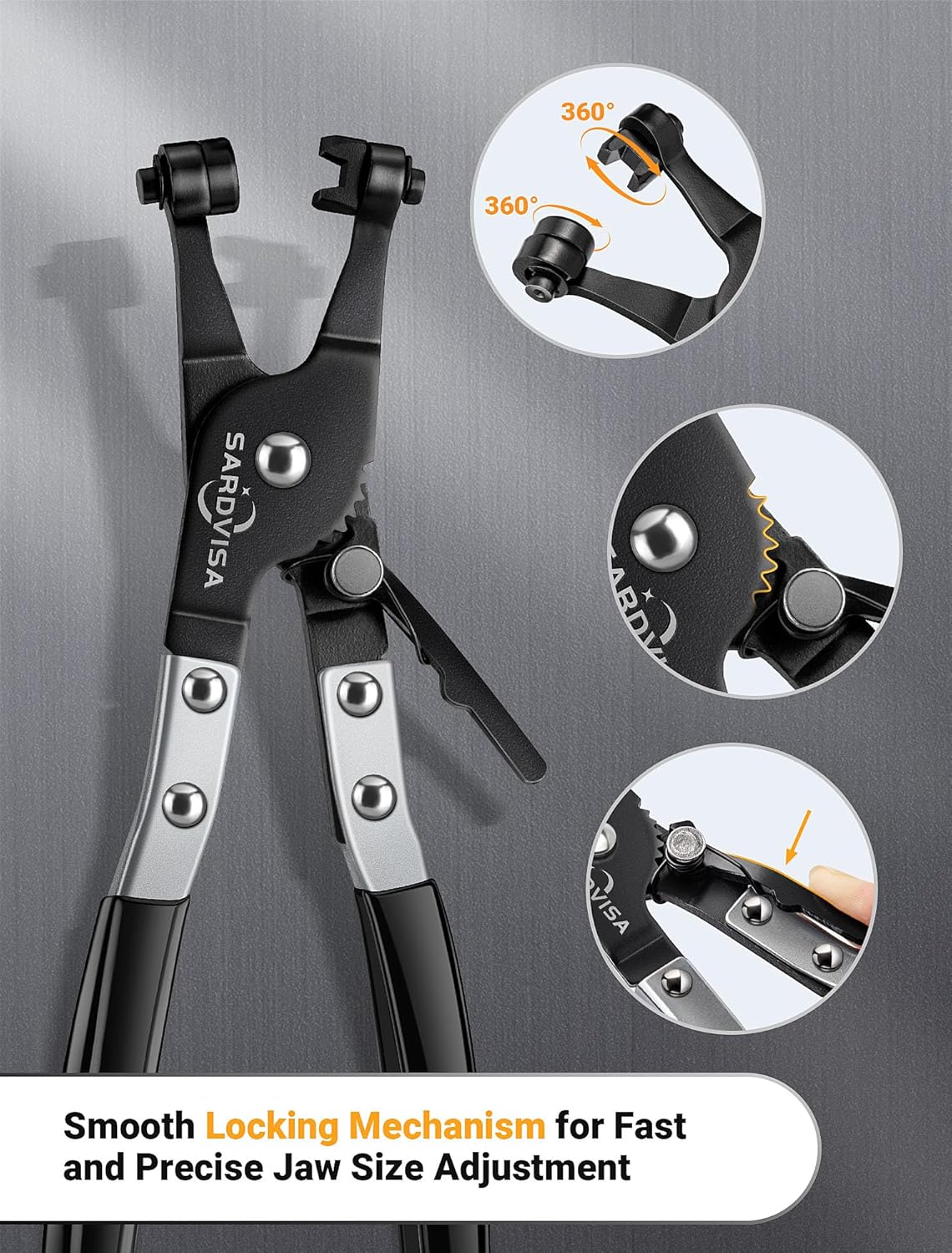 Hose Clamp Pliers, Heavy Duty Hose Clamp Tool with Locking Gear ＆ Blac