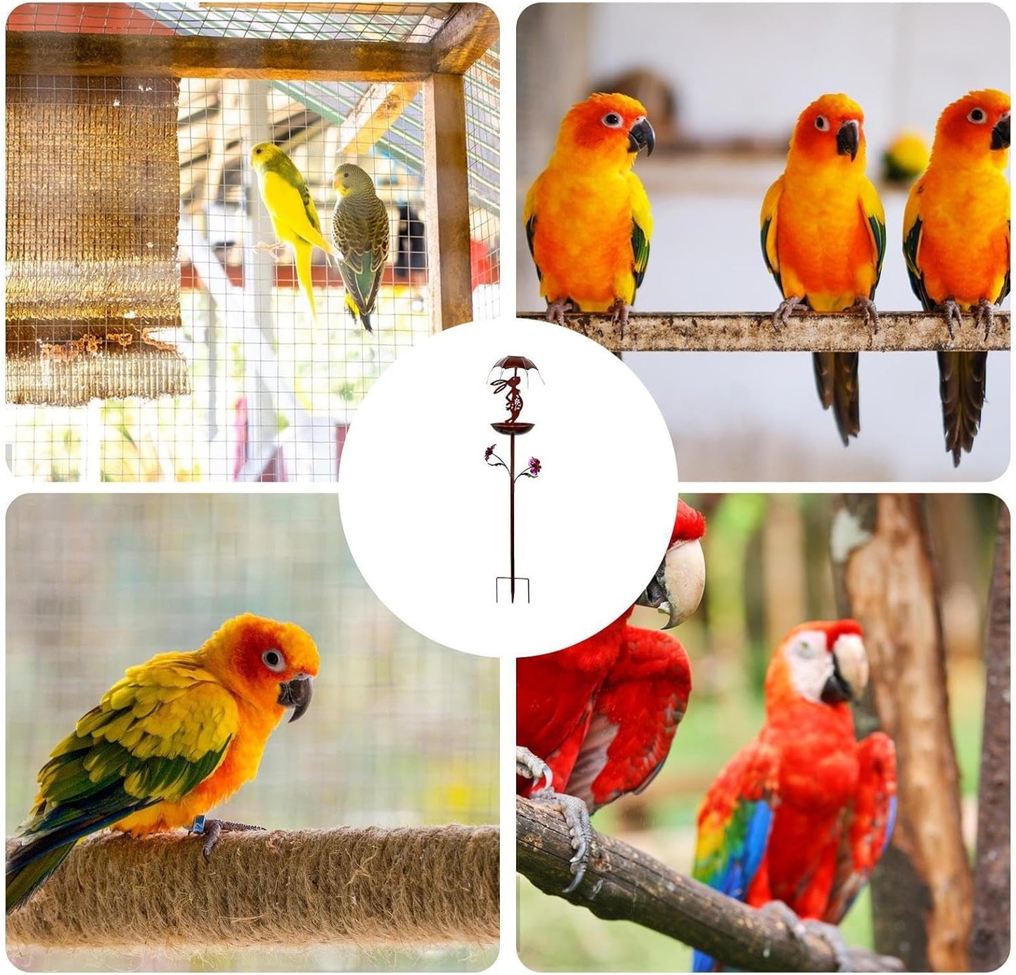 Outdoor Bird Feeder Solar, Rabbit Shape Birdfeeder Stakes, Lighted Yard Decoration with Durable Materials, Bunny Garden Accessory with Compact Design, Heat Resistant Metal Grid, Macaws Parrot